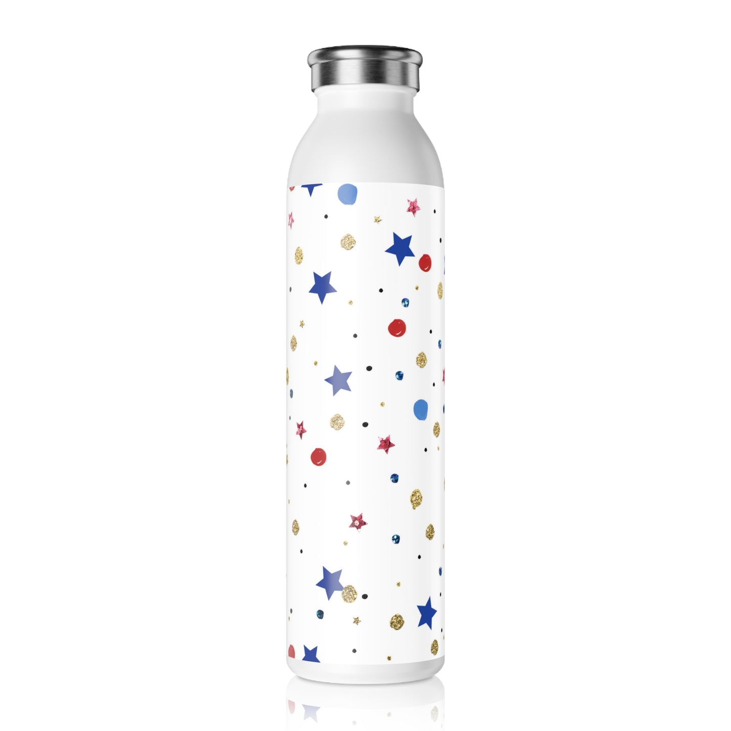 American Flag Themed Stars Slim Water Bottle