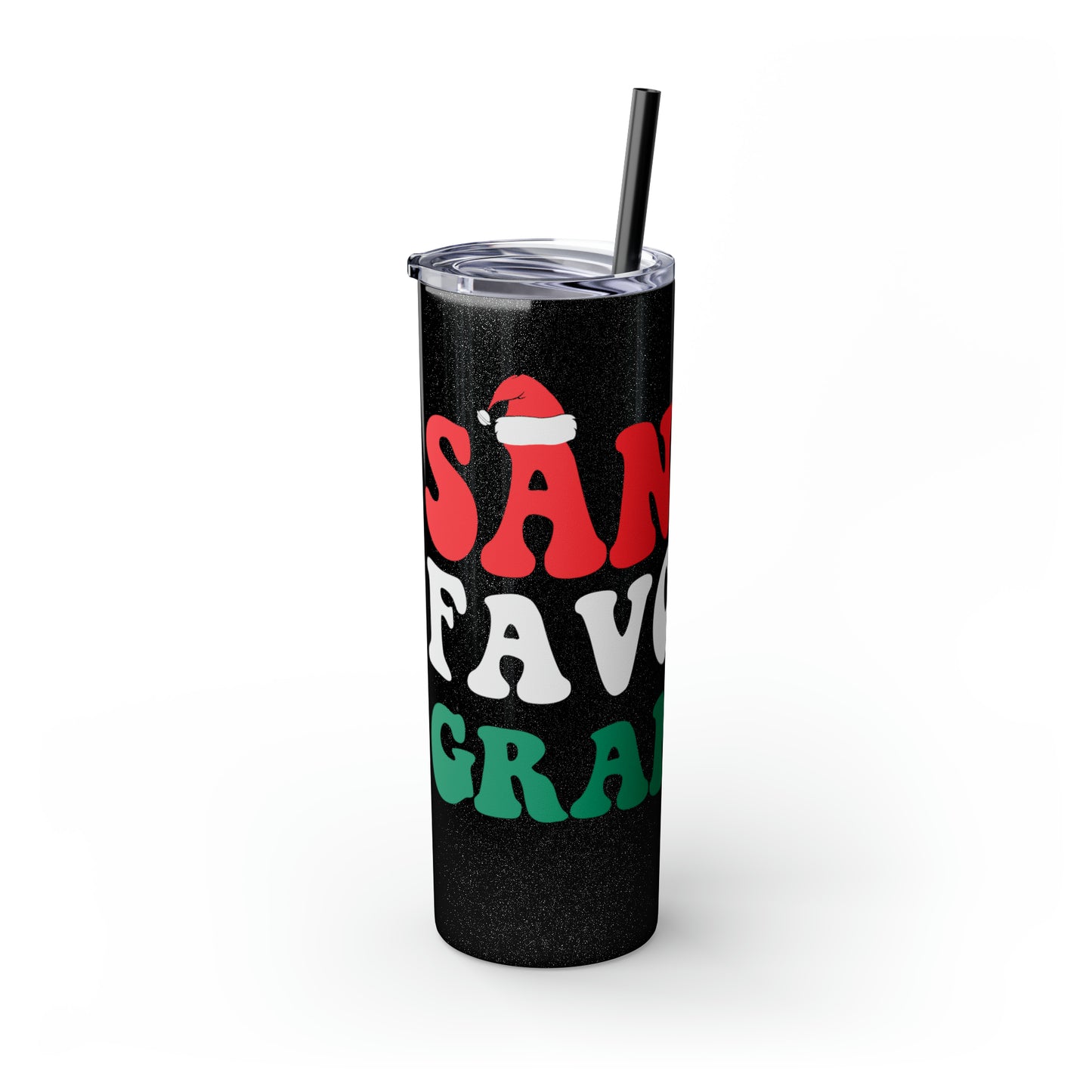 Santa's Favorite Grandma Skinny Tumbler with Straw, 20oz