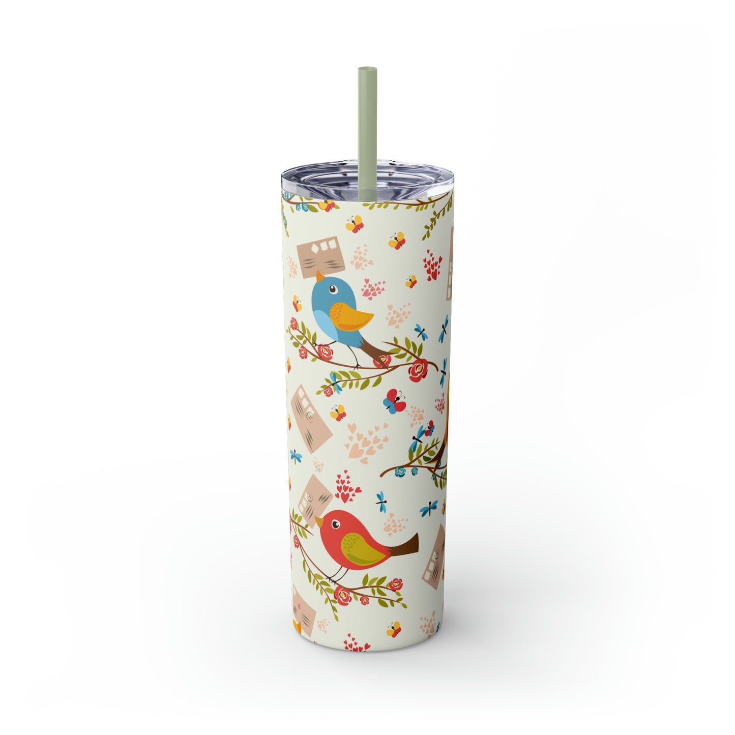 Love Letters Valentine's Skinny Tumbler with Straw, 20oz