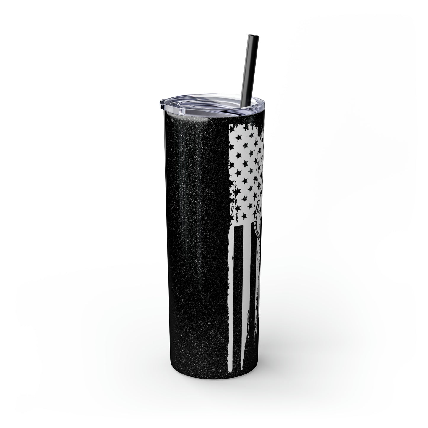 Flag with Tags Veterans Day Skinny Tumbler with Straw, 20oz