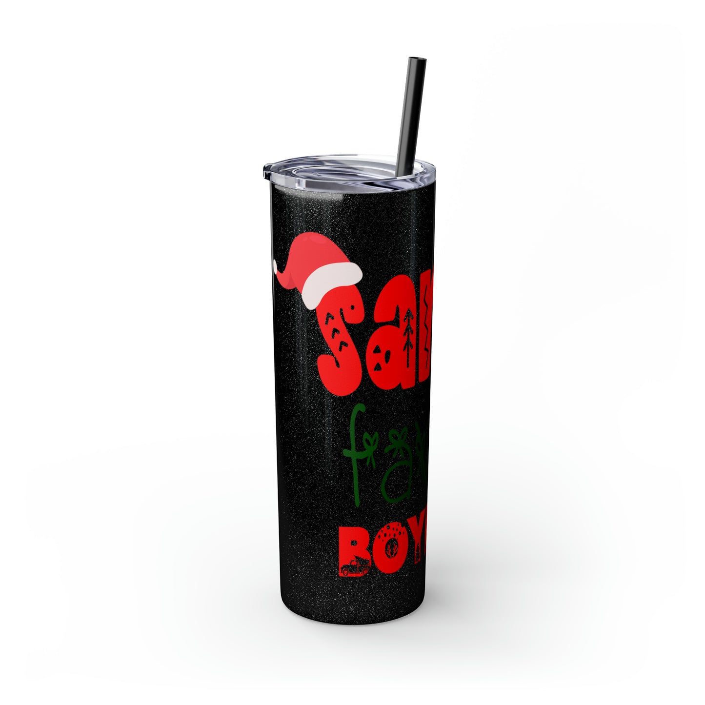 Santa's Favorite Boyfriend Skinny Tumbler with Straw, 20oz