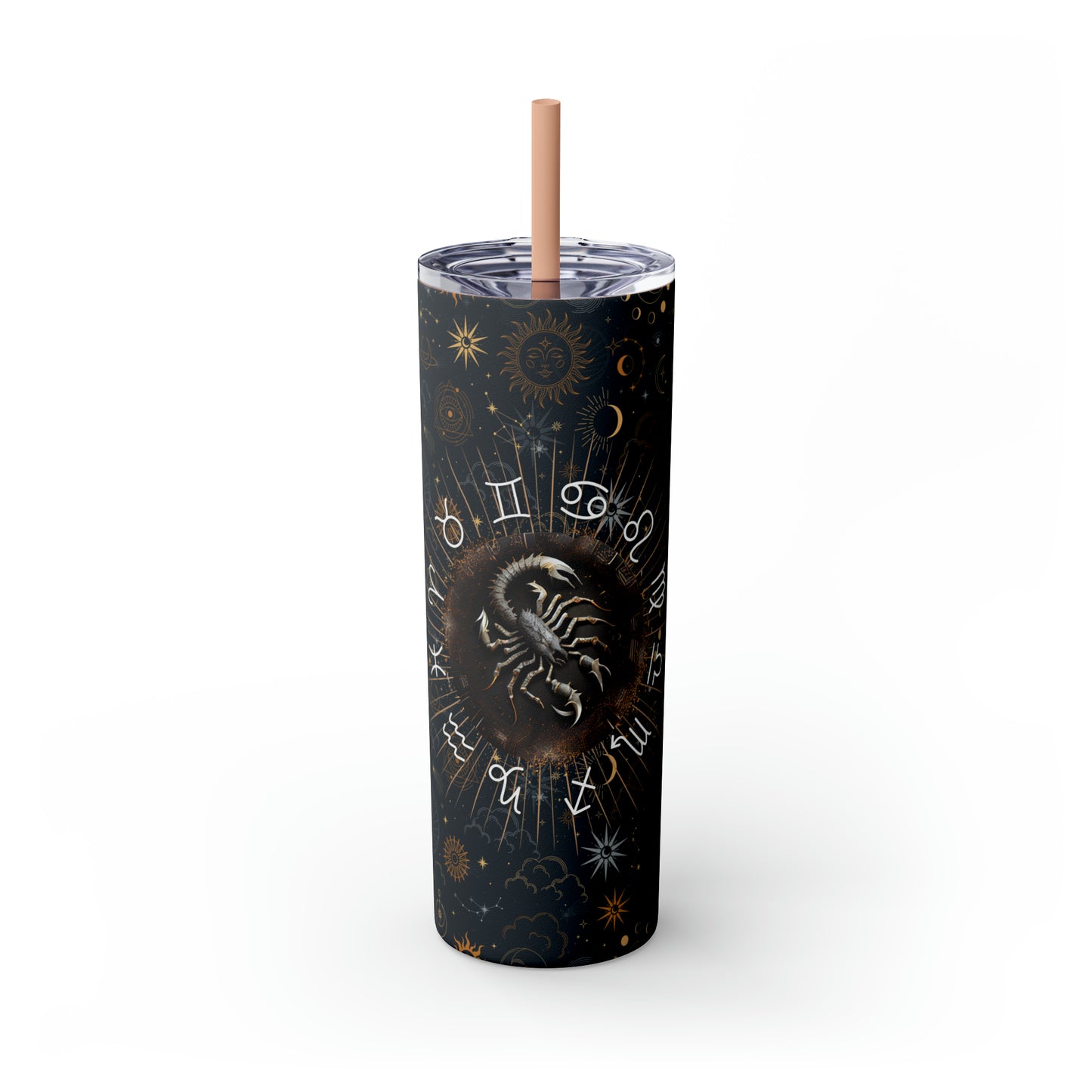 Scorpio Zodiac Skinny Tumbler with Straw Astrology Insulated Mug Bridesmaids Gift Bachelorette Party Favor Birthday Gift