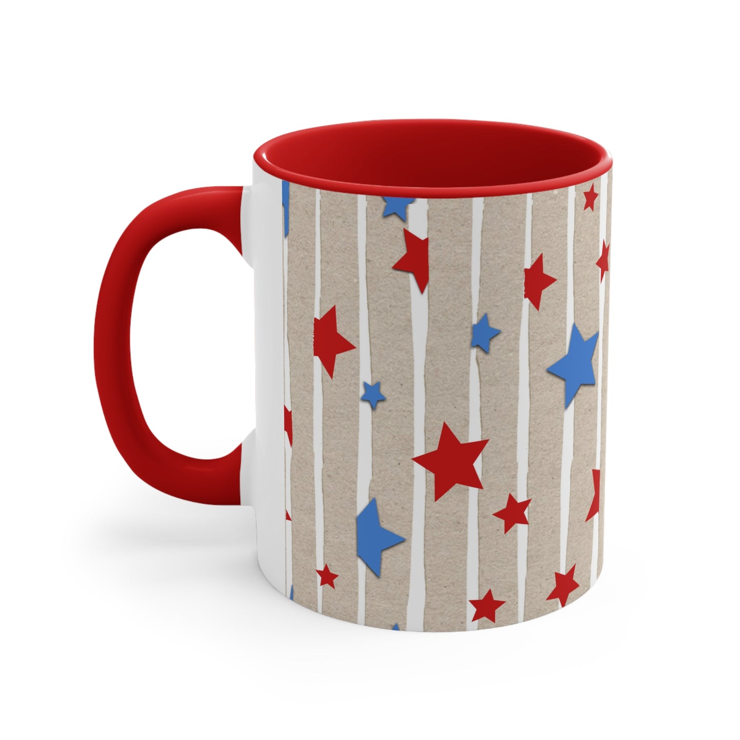 American Flag Stars & Stripes Themed Accent Coffee Mug, 11oz