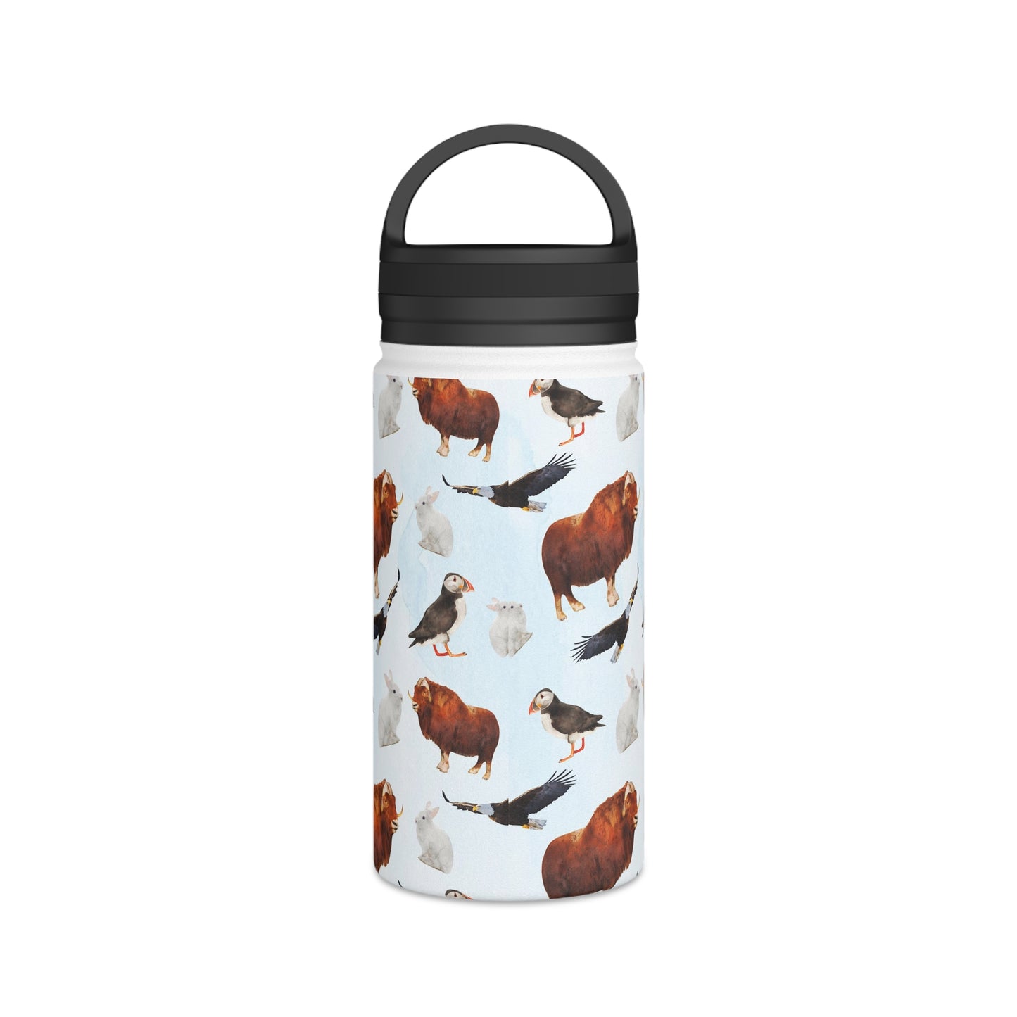 Back To School Animals Stainless Steel Water Bottle, Handle Lid