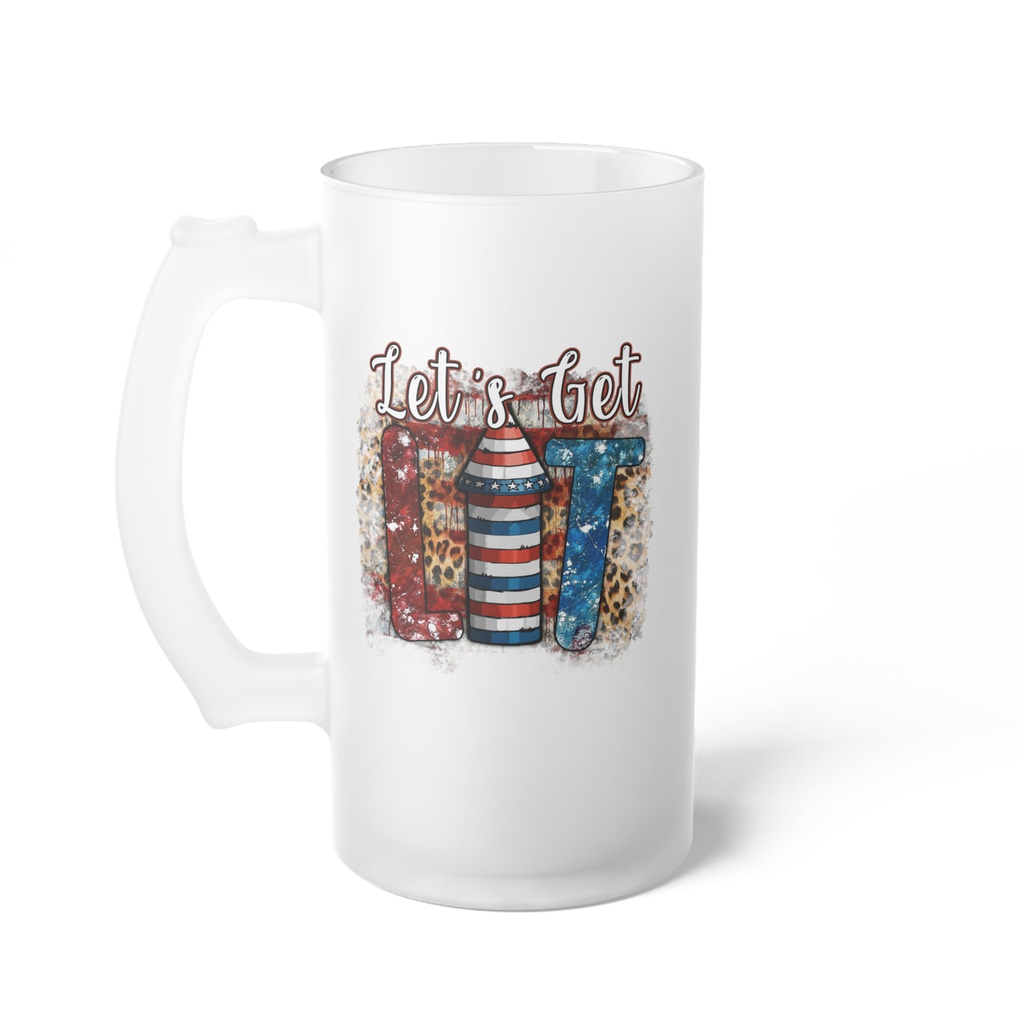 Lets Get Lit Frosted Glass Beer Mug