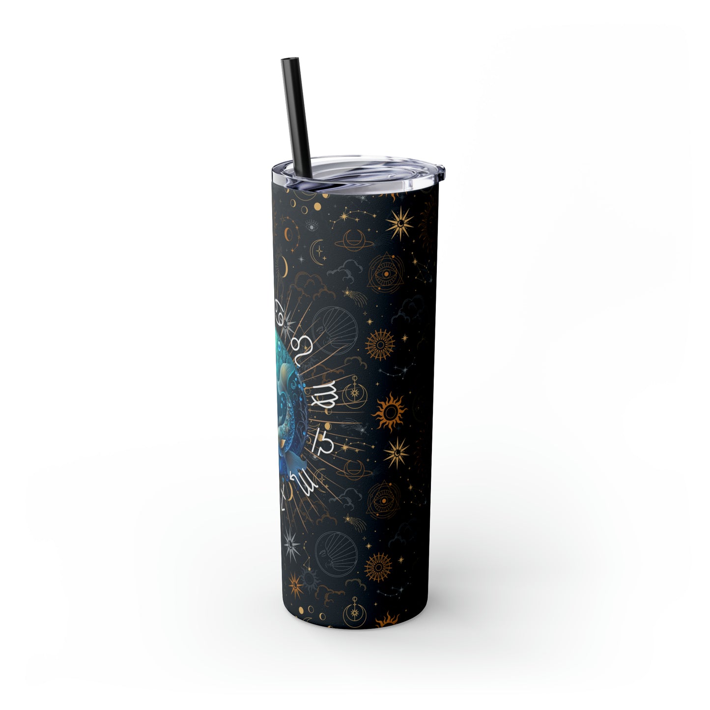 Pisces Zodiac Skinny Tumbler with Straw Astrology Insulated Mug Bridesmaids Gift Bachelorette Party Favor Birthday Gift