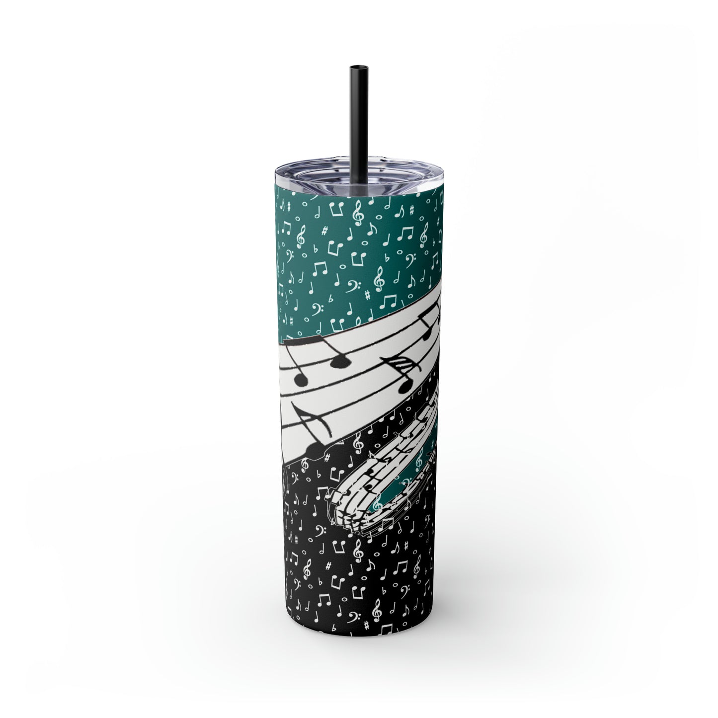 Musical Notes Skinny Tumbler with Straw, 20oz