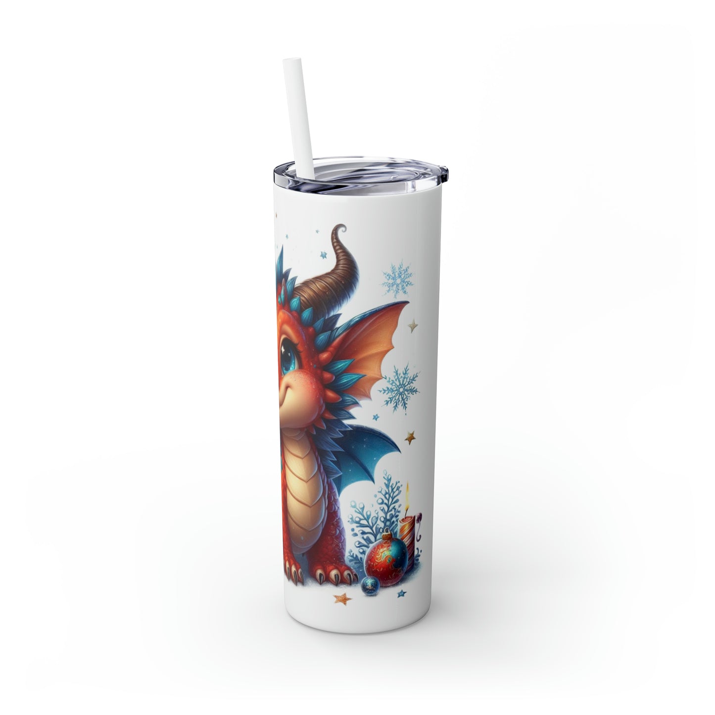 Happy New Year of Dragon Skinny Tumbler with Straw, 20oz