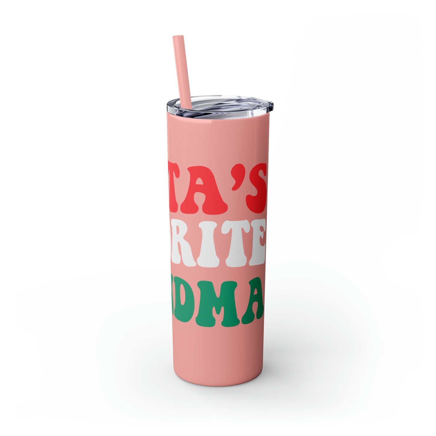 Santa's Favorite Grandma Skinny Tumbler with Straw, 20oz