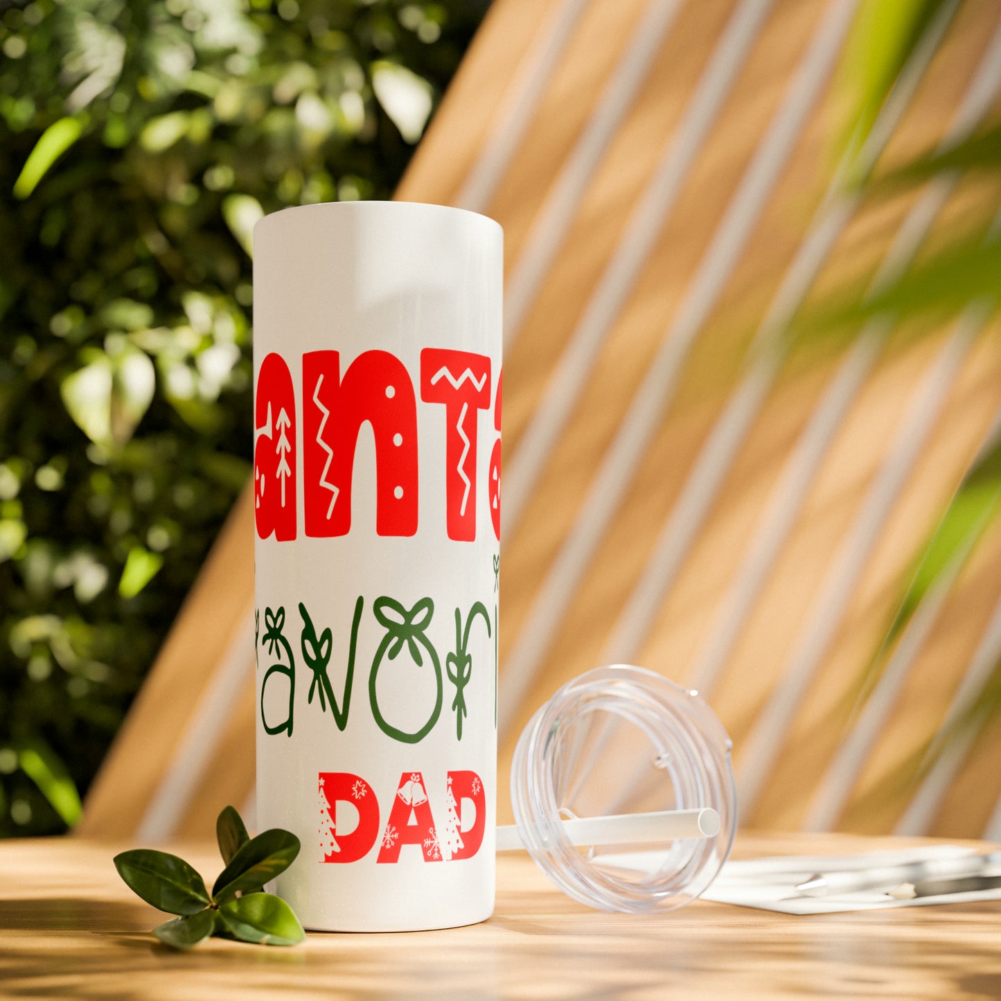 Santa's Favorite Dad Skinny Tumbler with Straw, 20oz