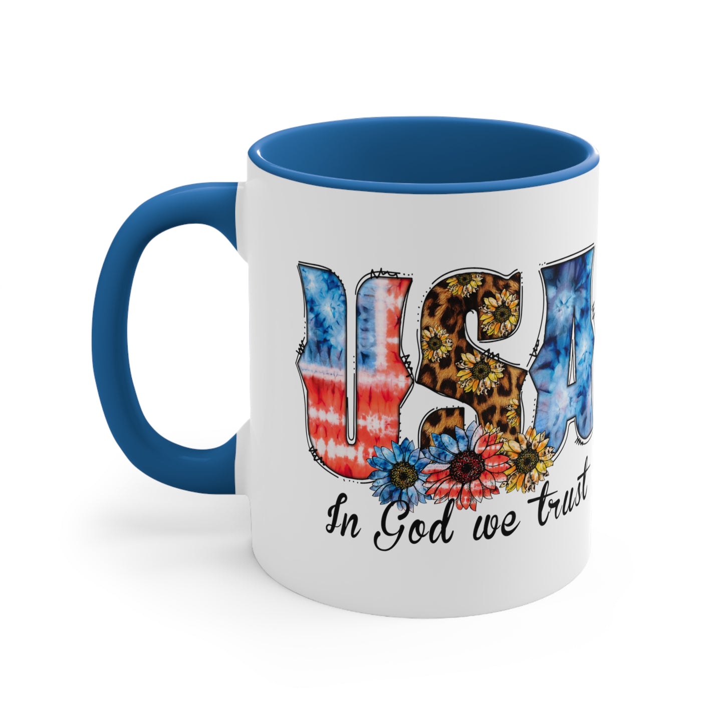 USA In God We Trust Accent Coffee Mug, 11oz