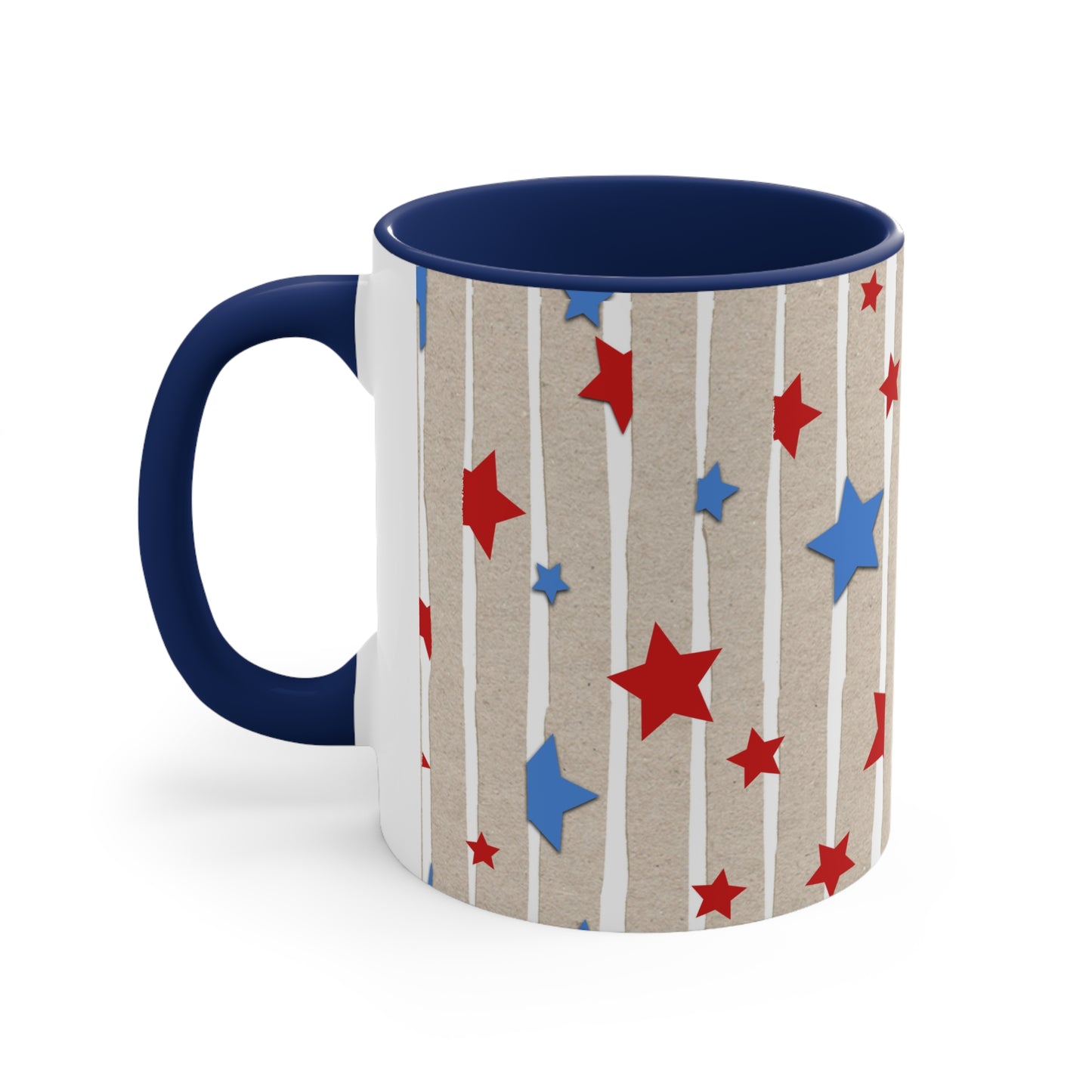 American Flag Stars & Stripes Themed Accent Coffee Mug, 11oz