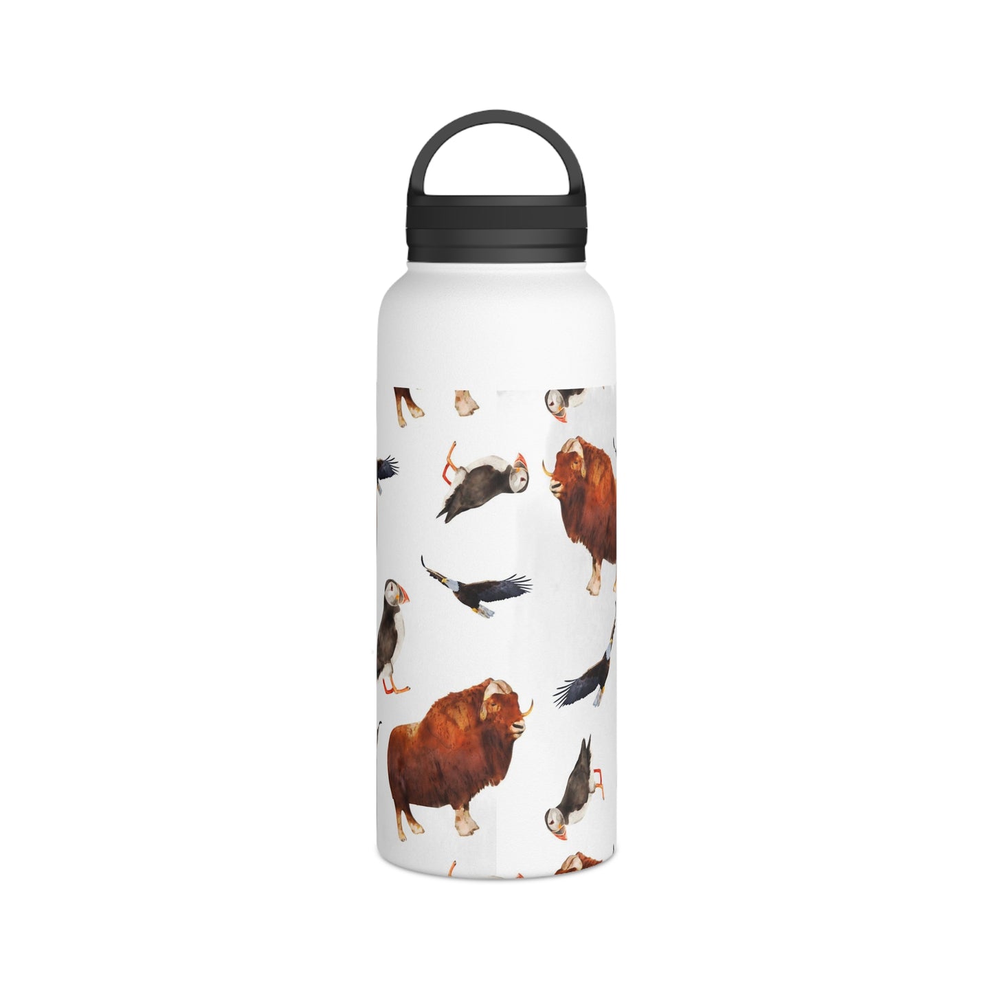 Back To School Animals Stainless Steel Water Bottle, Handle Lid