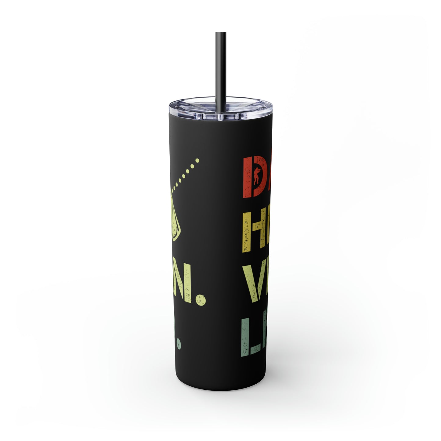 Dad Hero Legend Veteran Skinny Tumbler with Straw, 20oz