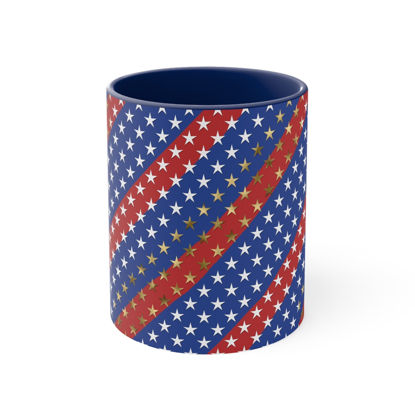 American Flag Themed Stars & Stripes Accent Coffee Mug, 11oz