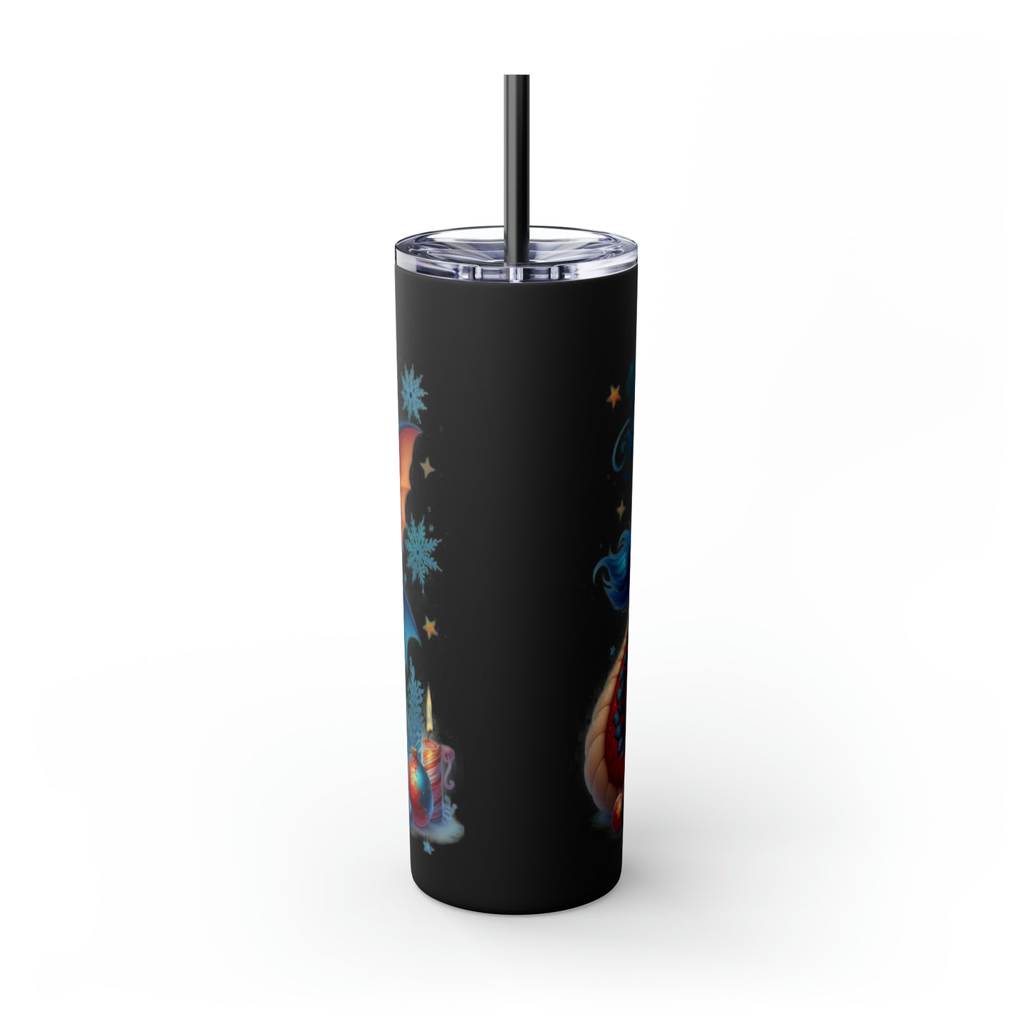 Happy New Year of Dragon Skinny Tumbler with Straw, 20oz