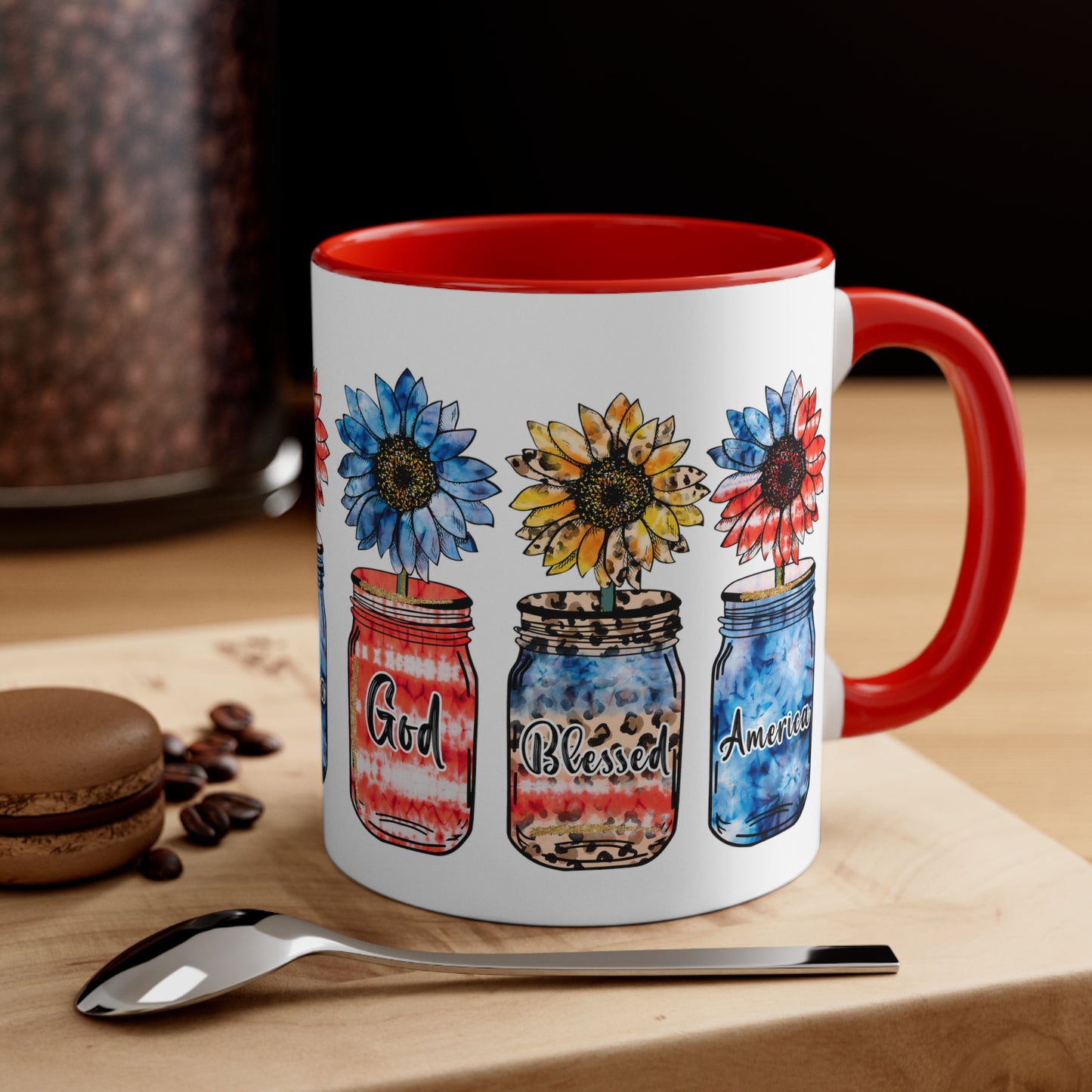 God Bless America Accent Coffee Mug, 11oz