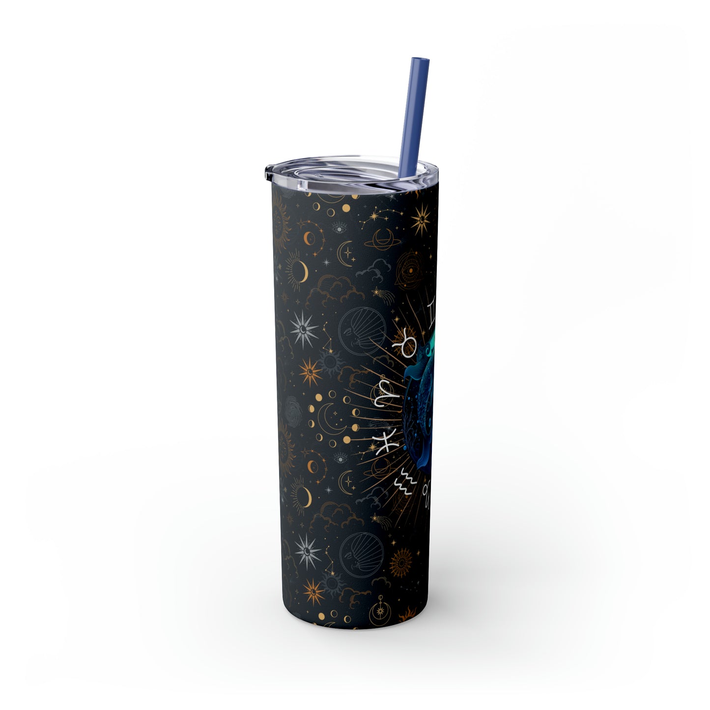 Pisces Zodiac Skinny Tumbler with Straw Astrology Insulated Mug Bridesmaids Gift Bachelorette Party Favor Birthday Gift