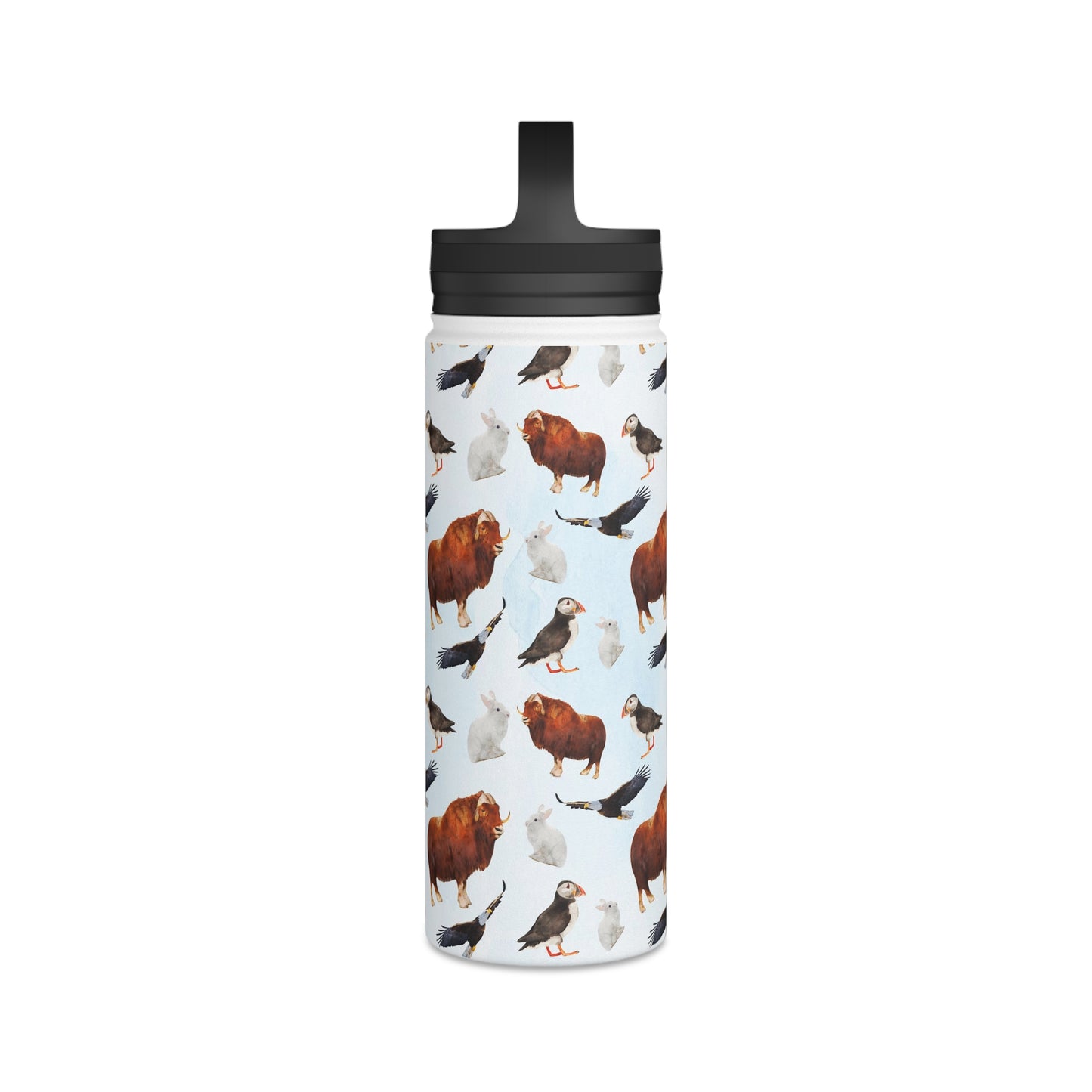 Back To School Animals Stainless Steel Water Bottle, Handle Lid