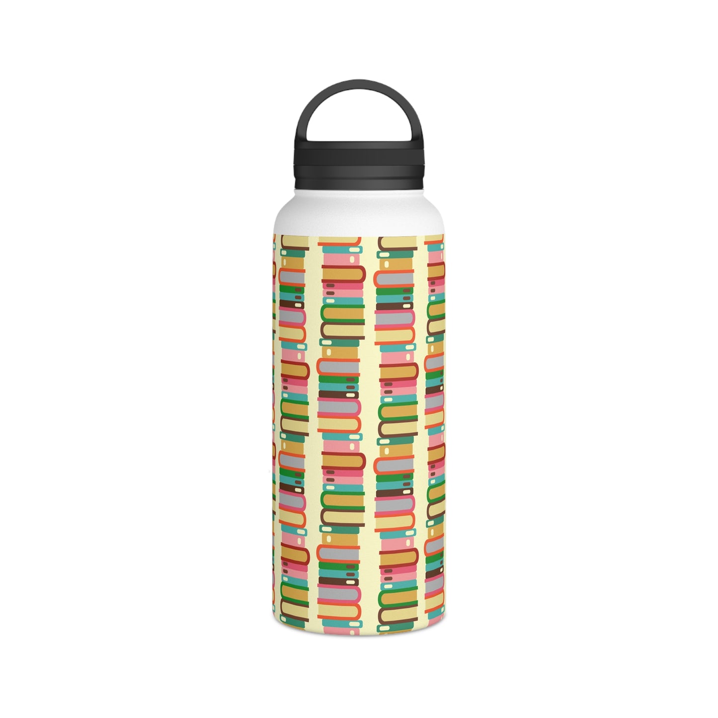 Back To School Books Stainless Steel Water Bottle, Handle Lid