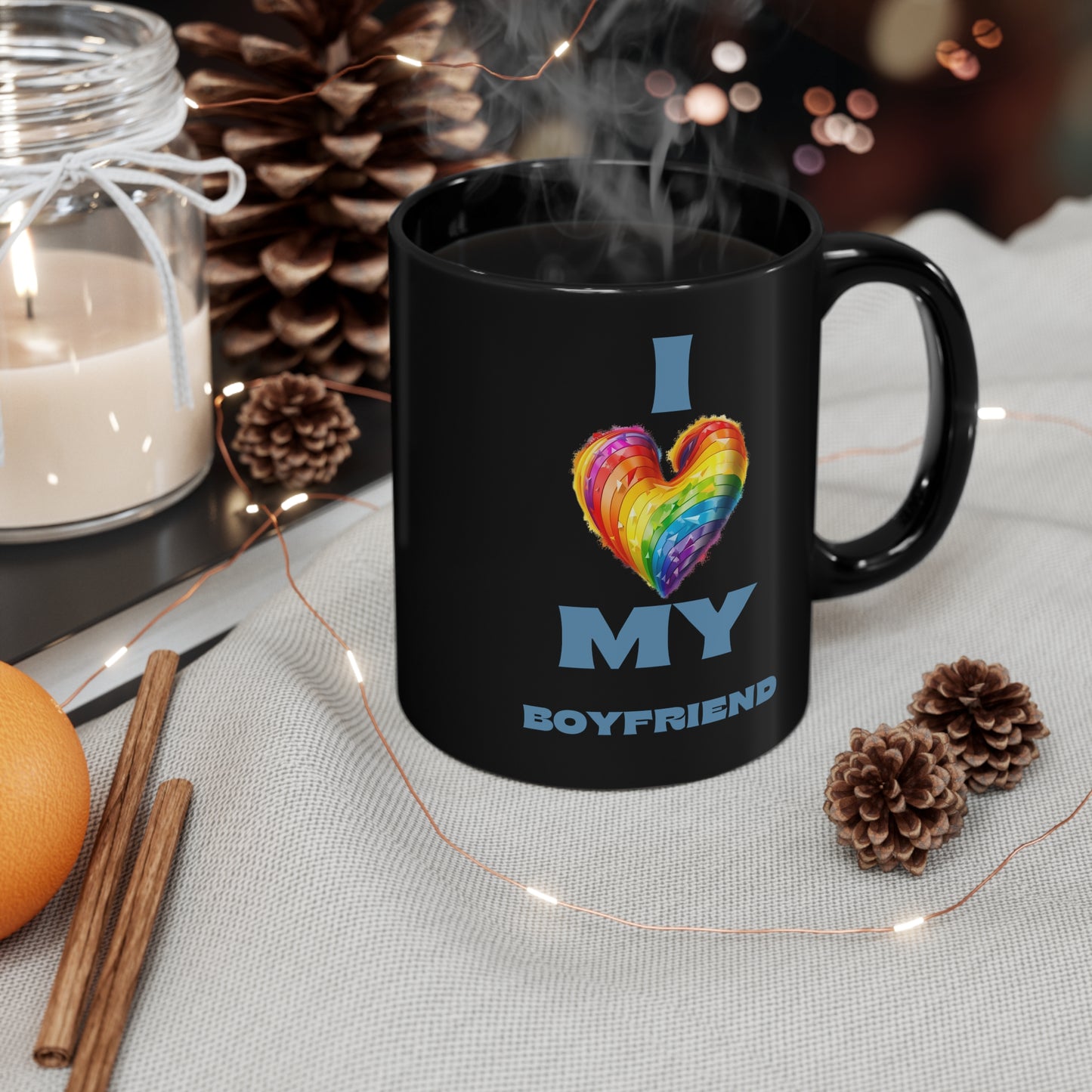 I Love My Boyfriend 11oz Black Mug