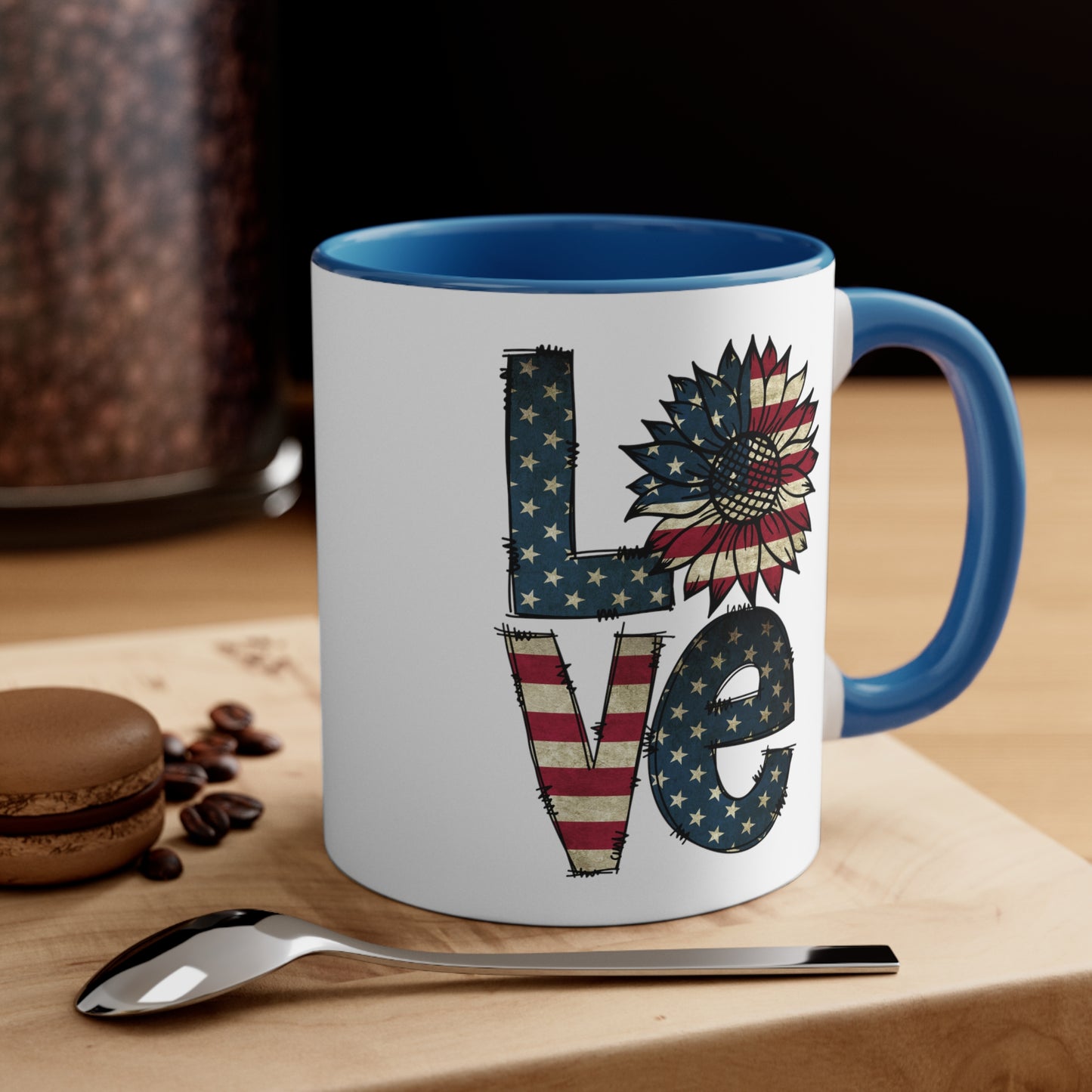 Love Sunflover Flag Accent Coffee Mug, 11oz