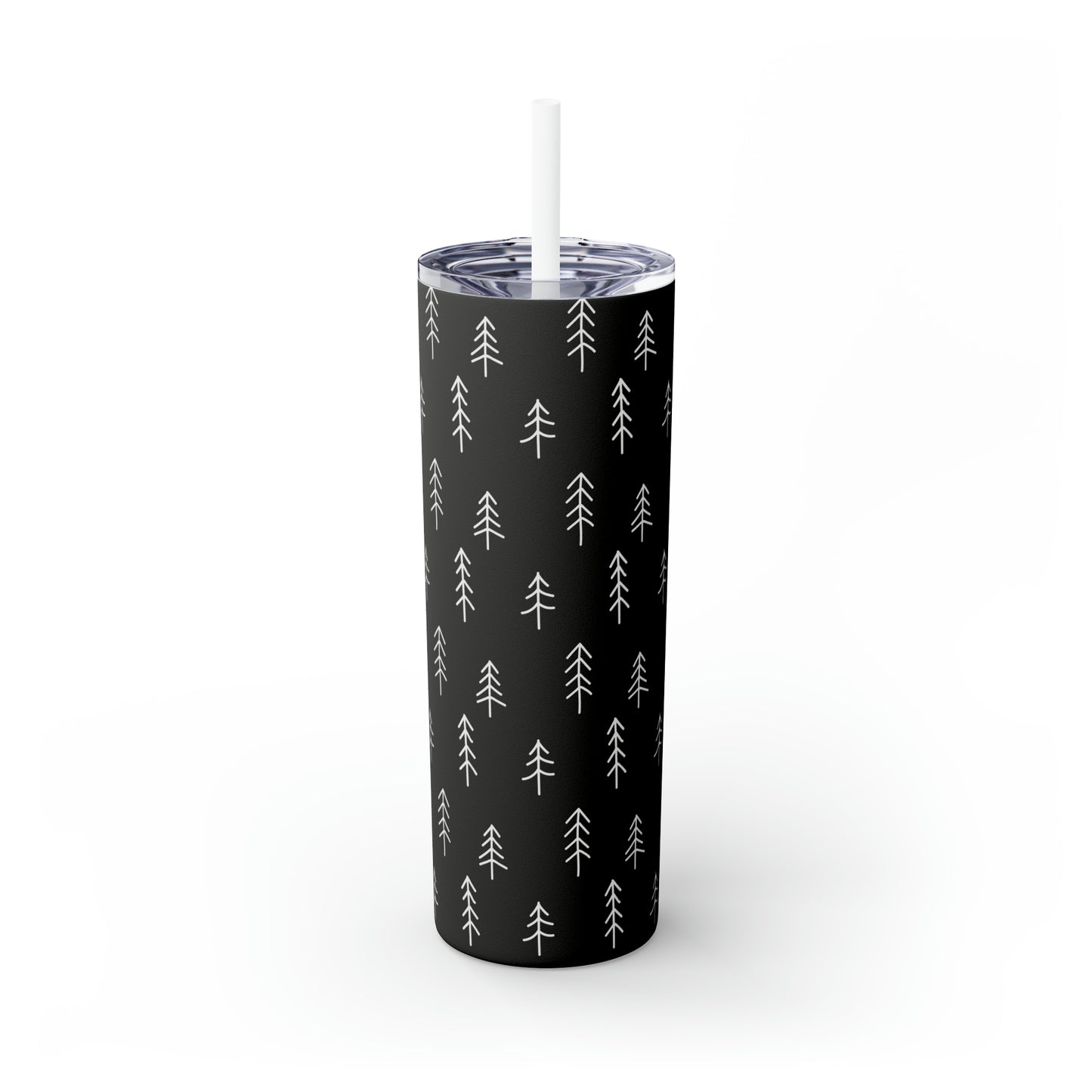 Nordic Black & White Trees Skinny Tumbler with Straw, 20oz