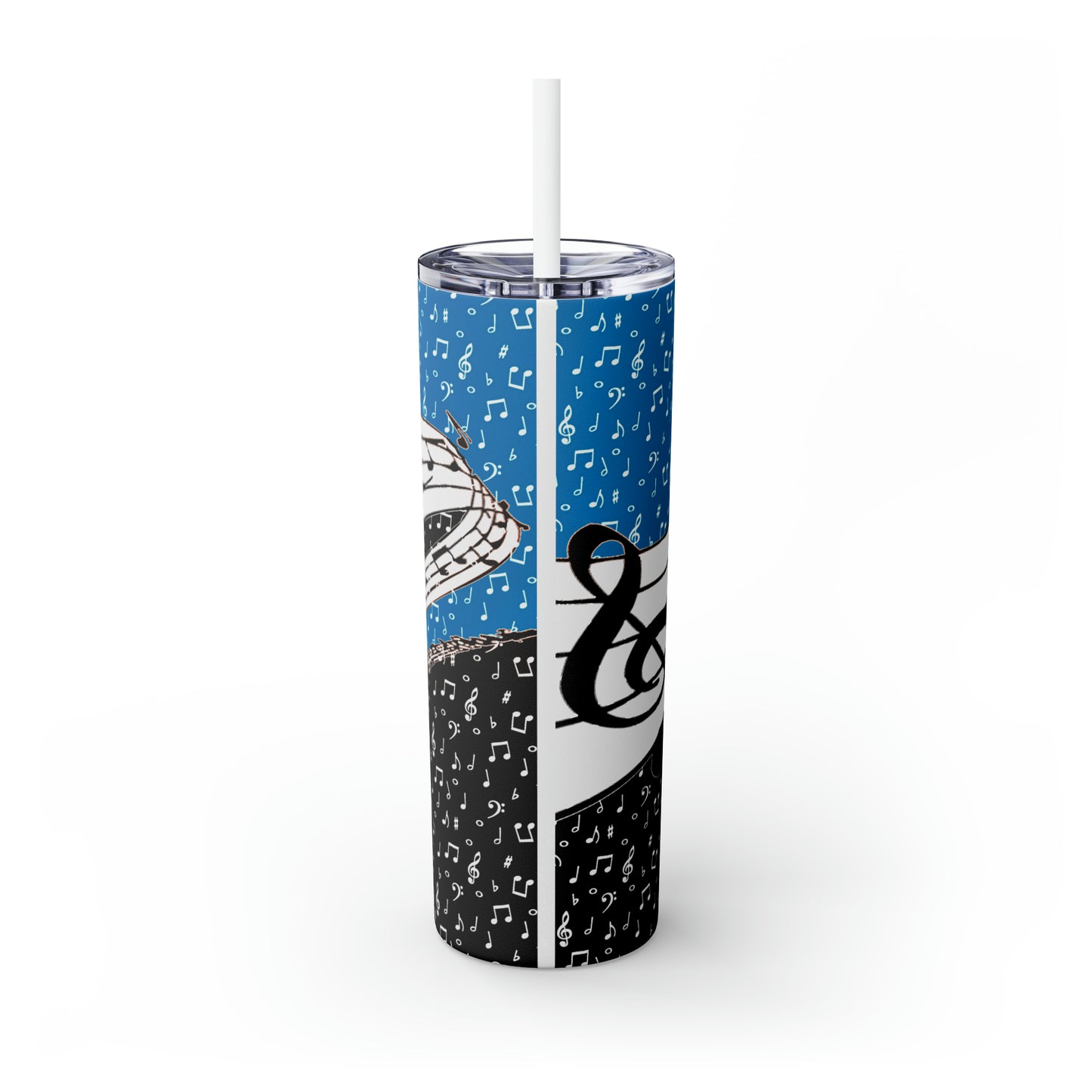 Musical Notes Skinny Tumbler with Straw, 20oz