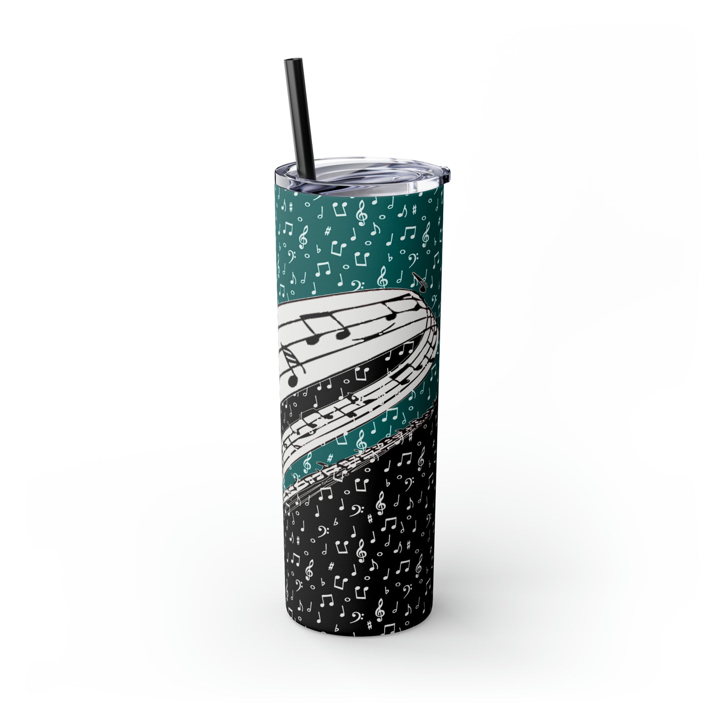 Musical Notes Skinny Tumbler with Straw, 20oz