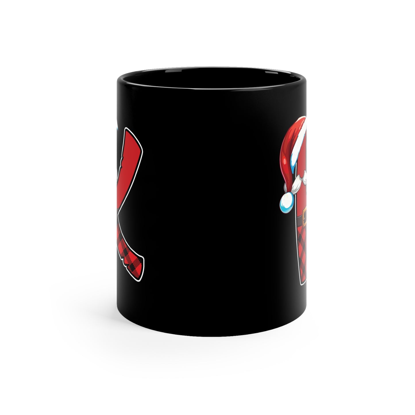 K Santa Initial 11oz Black Mug