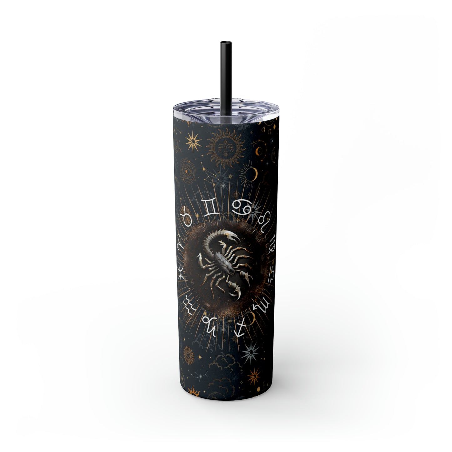 Scorpio Zodiac Skinny Tumbler with Straw Astrology Insulated Mug Bridesmaids Gift Bachelorette Party Favor Birthday Gift