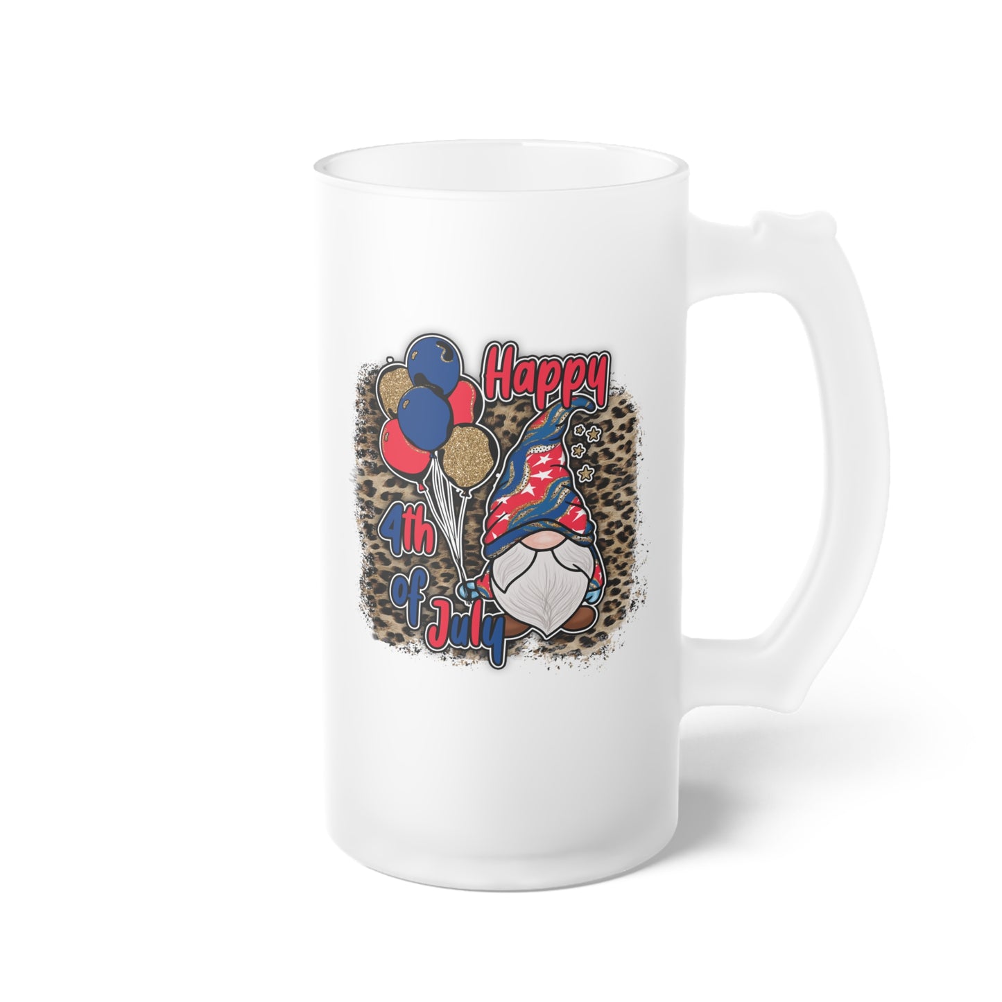 Happy 4th of July Frosted Glass Beer Mug