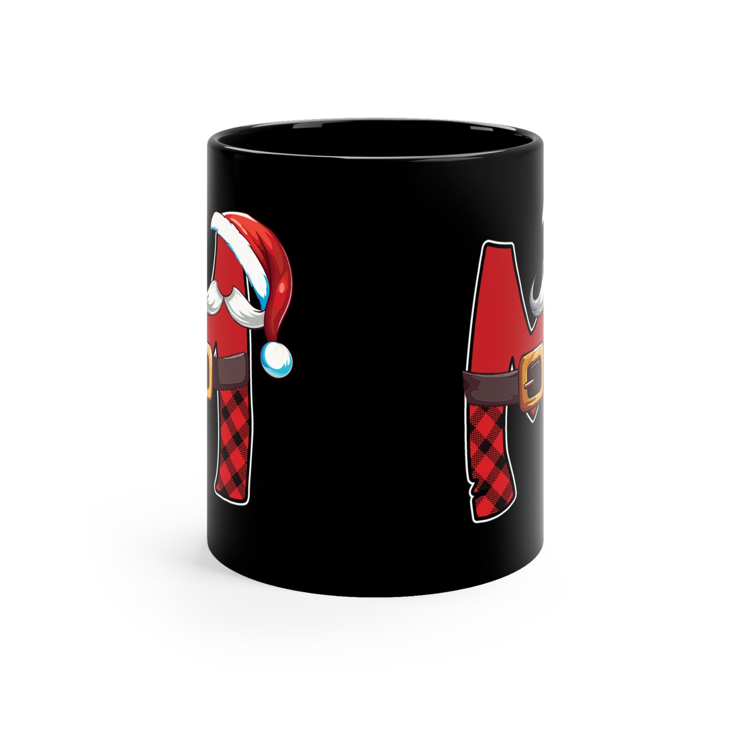M Santa Initial 11oz Black Mug