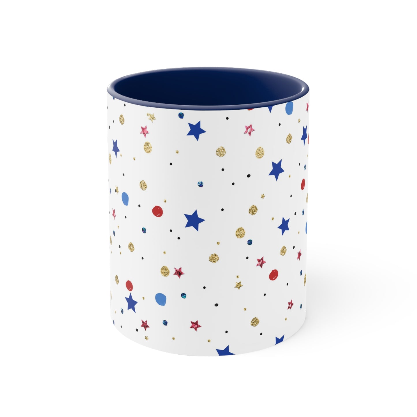 American Flag Themed Stars Accent Coffee Mug, 11oz