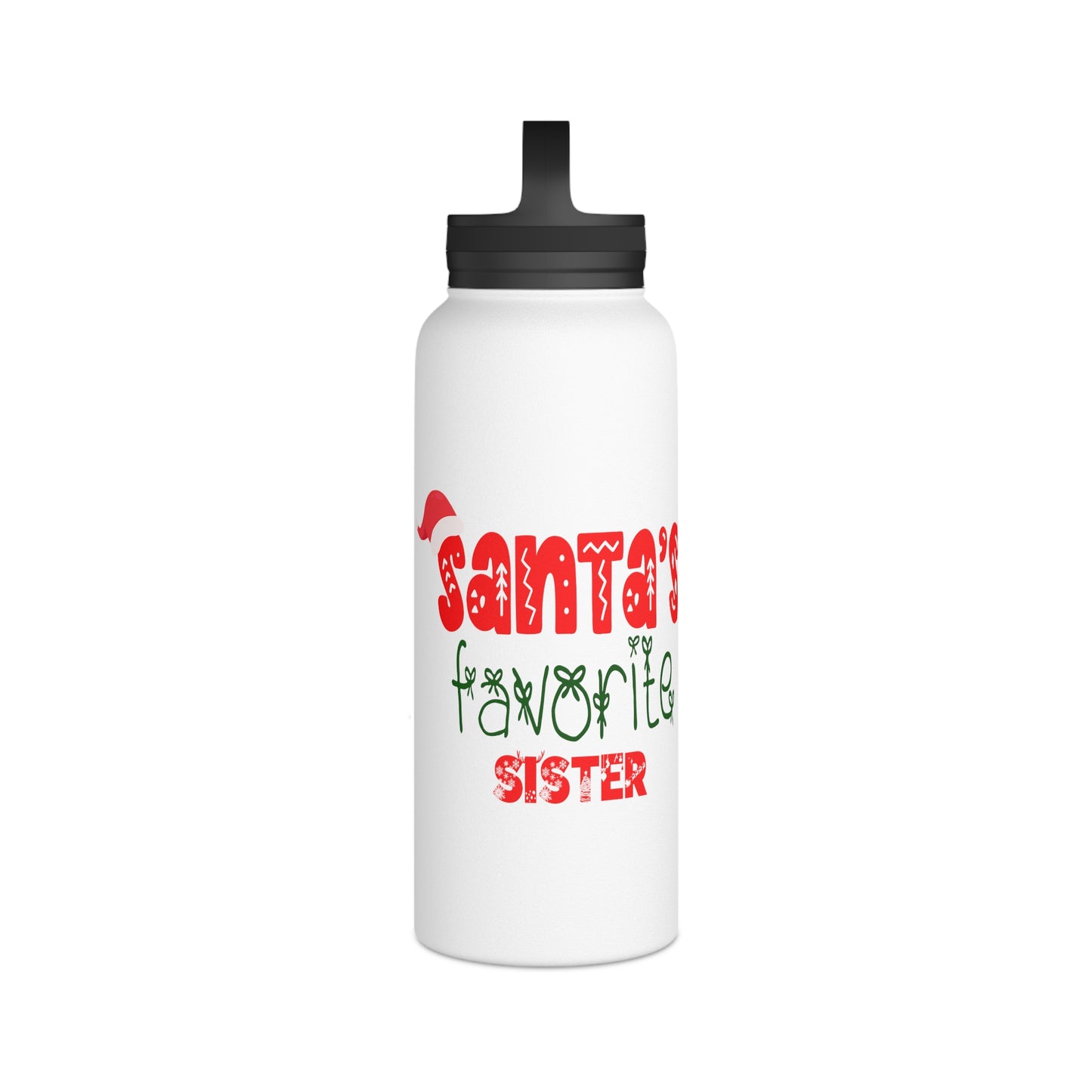 Santa's Favorite Sister Stainless Steel Water Bottle, Handle Lid