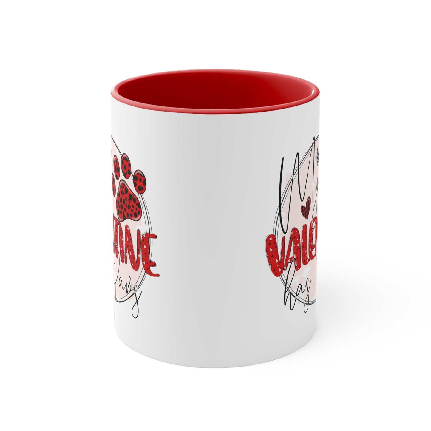 My Valentine Has Paws Accent Coffee Mug, 11oz