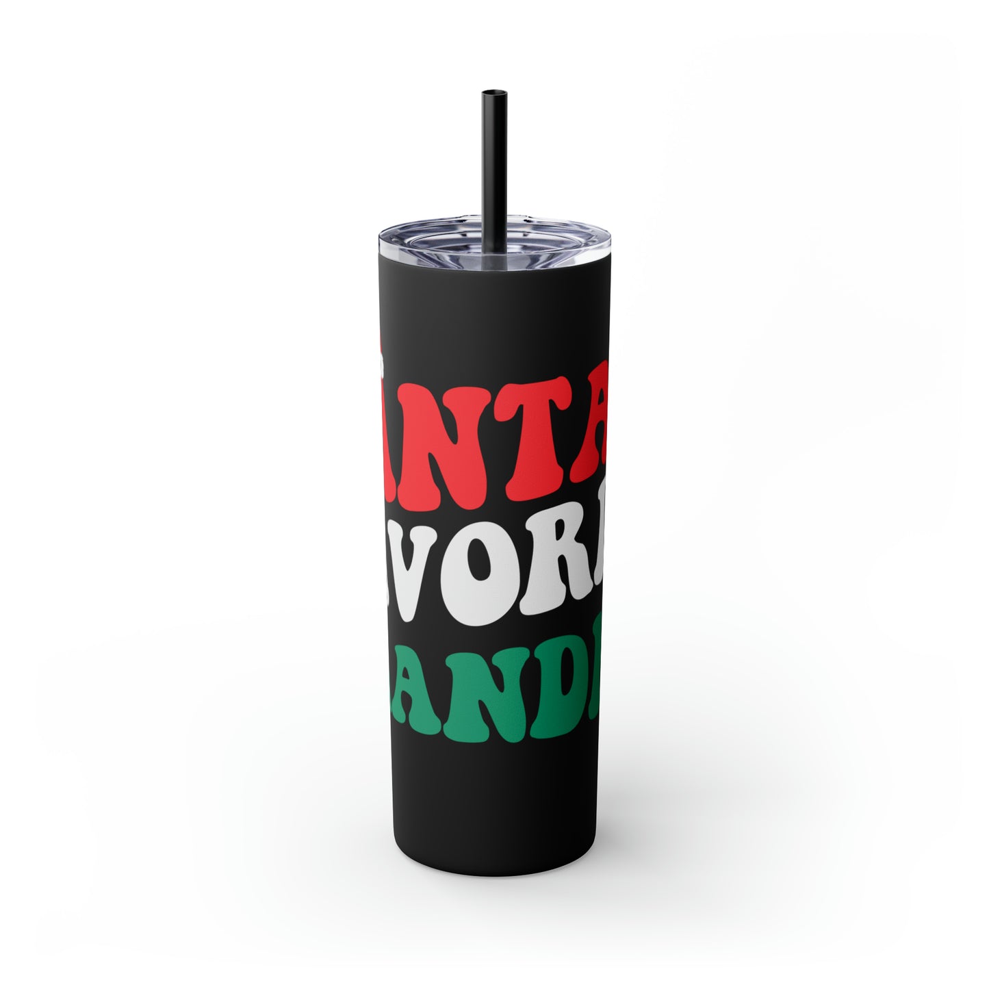 Santa's Favorite Grandma Skinny Tumbler with Straw, 20oz