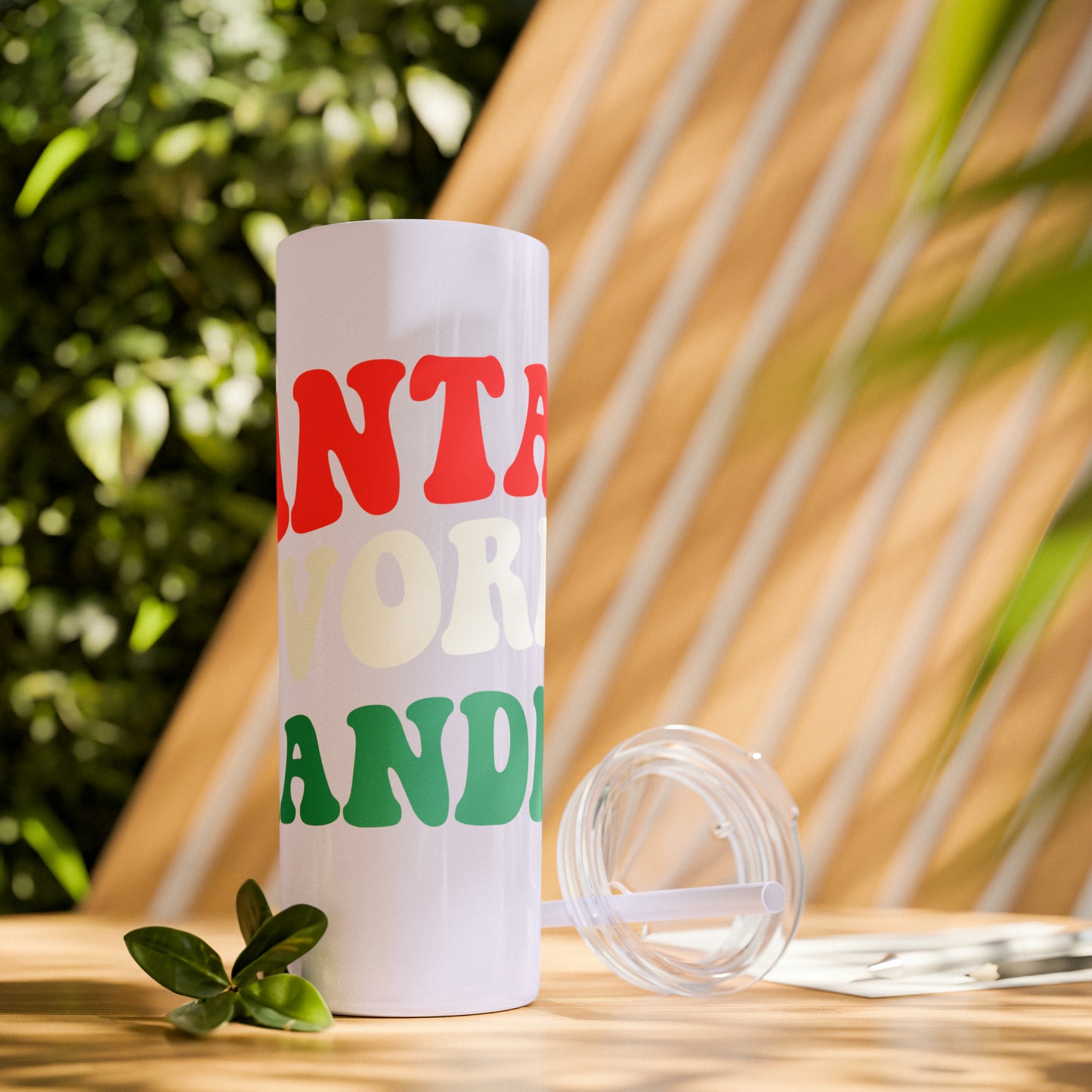 Santa's Favorite Grandma Skinny Tumbler with Straw, 20oz