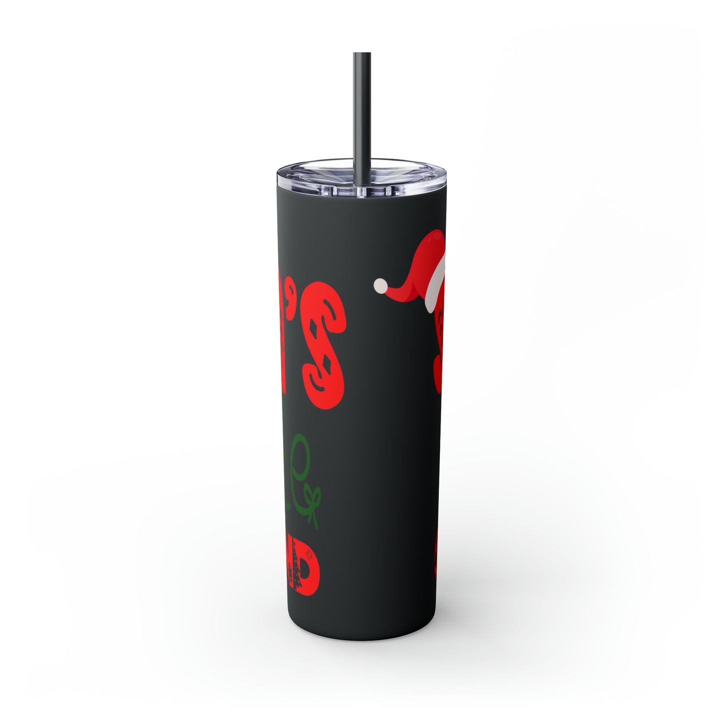 Santa's Favorite Girlfriend Skinny Tumbler with Straw, 20oz