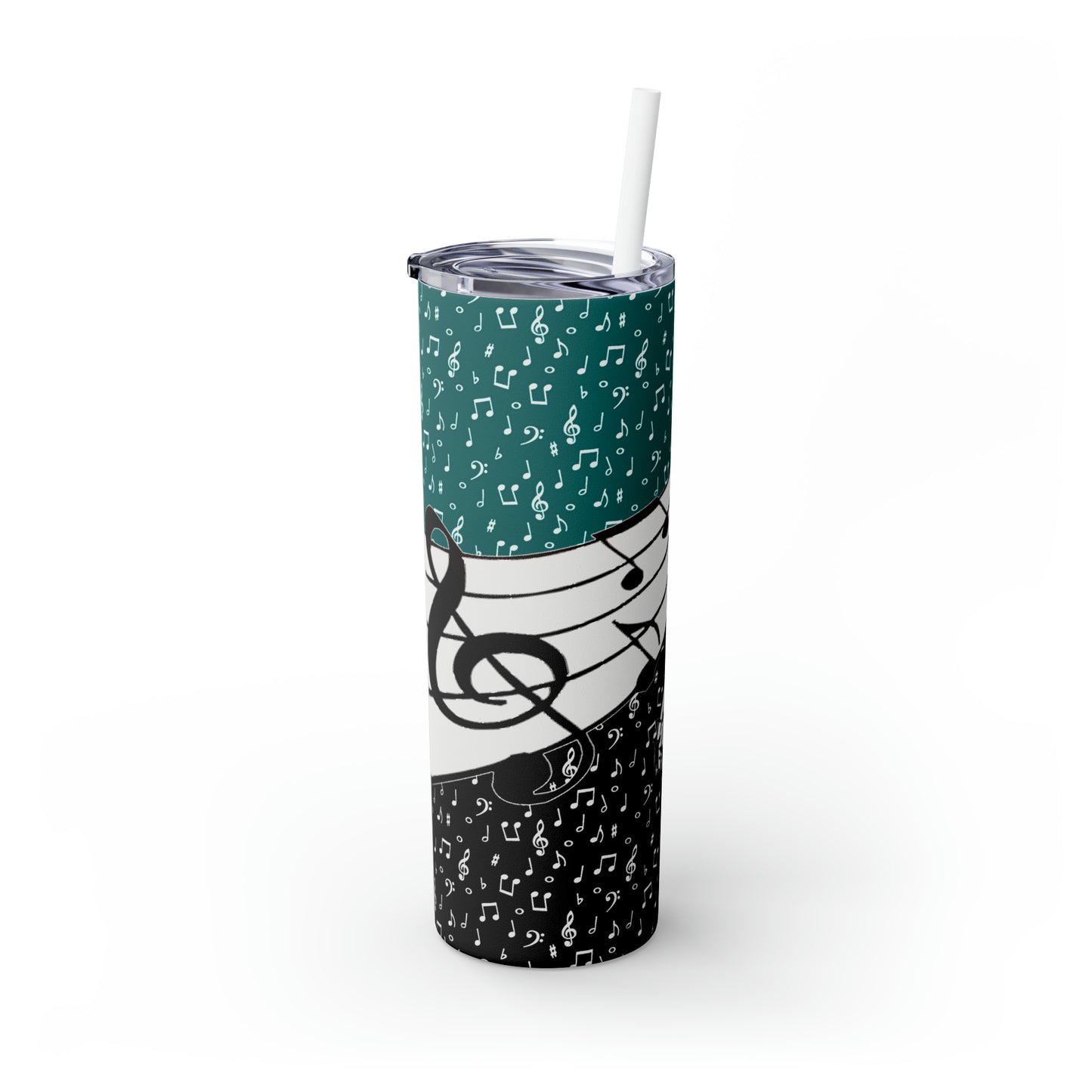 Musical Notes Skinny Tumbler with Straw, 20oz