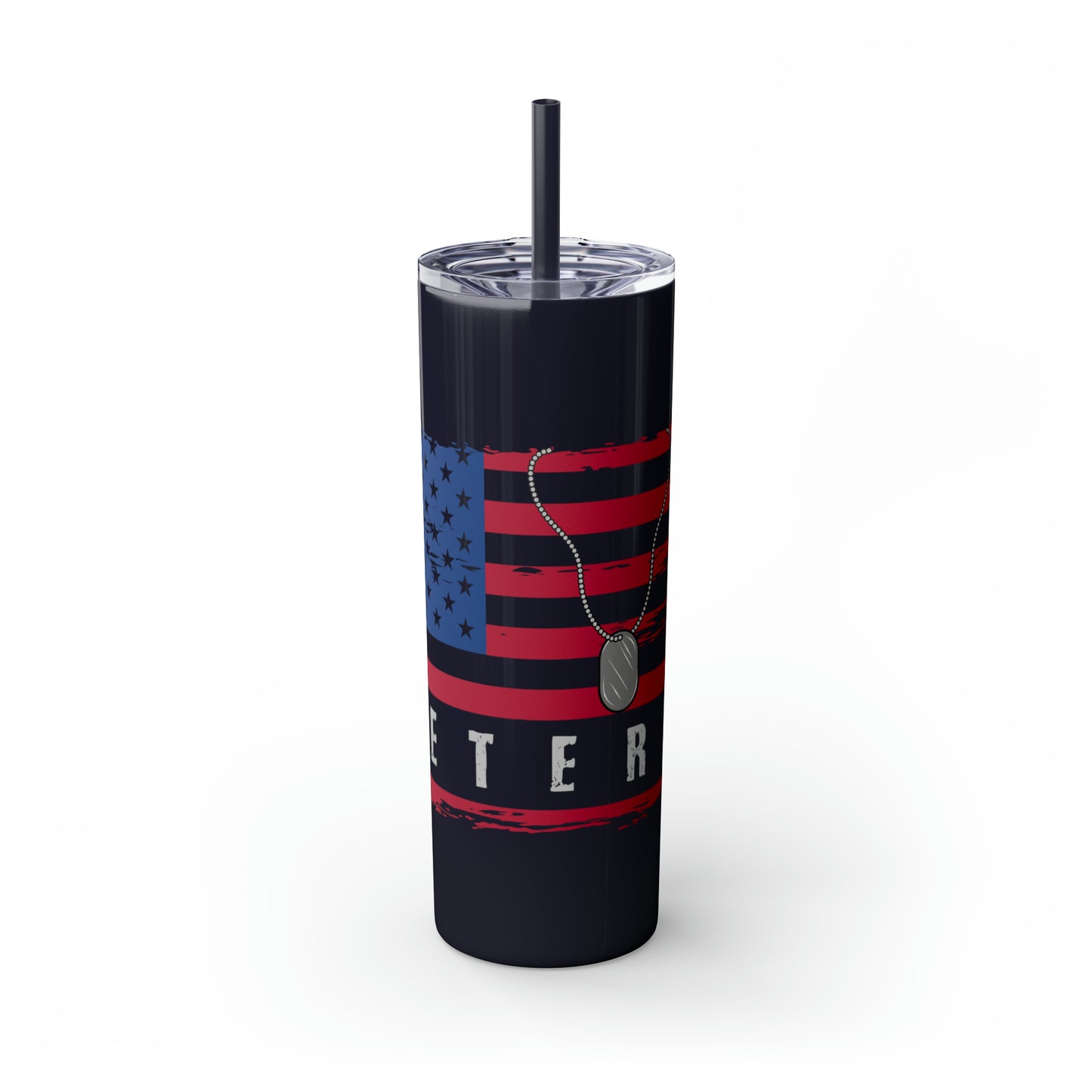 Veteran Skinny Tumbler with Straw, 20oz