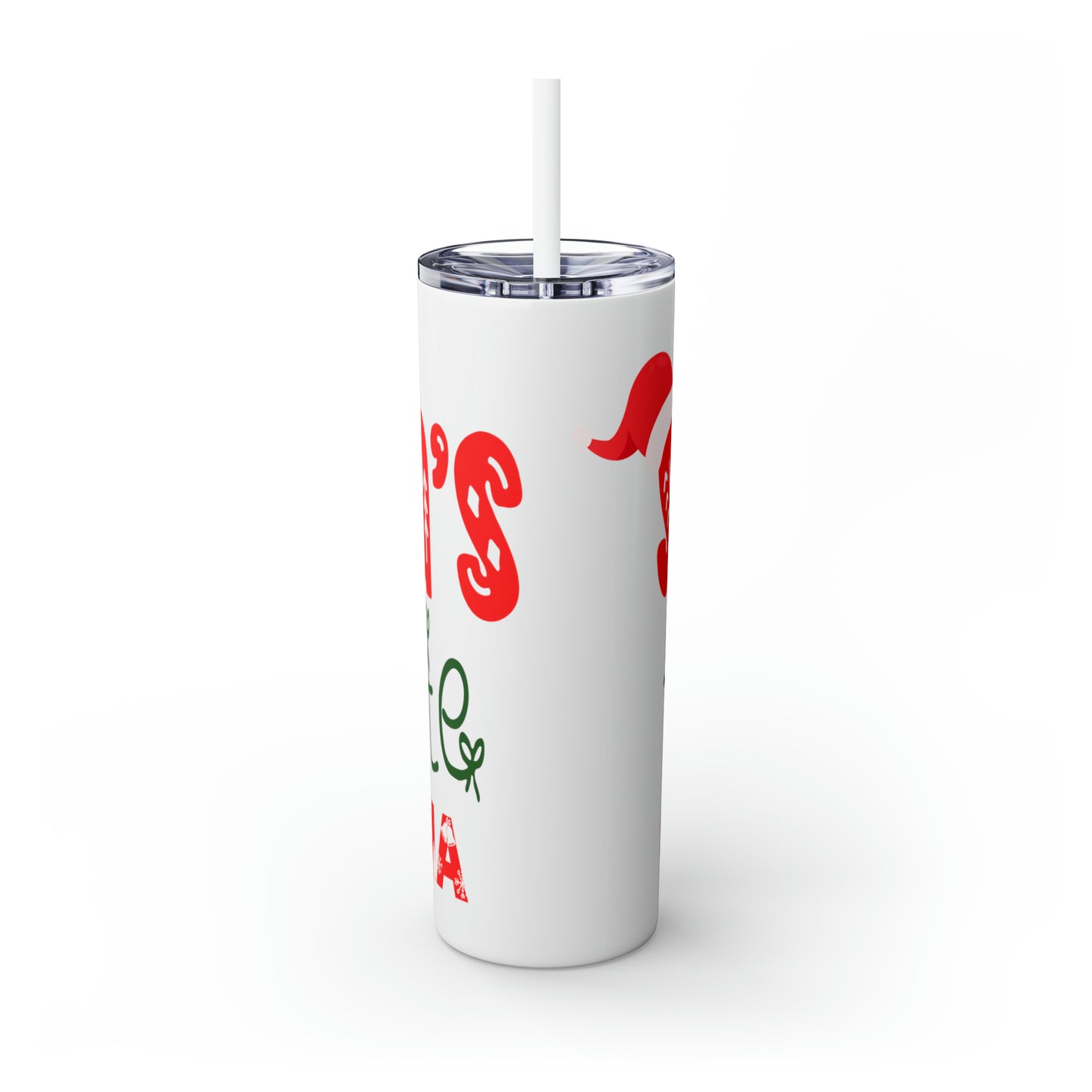 Santa's Favorite Grandma Skinny Tumbler with Straw, 20oz