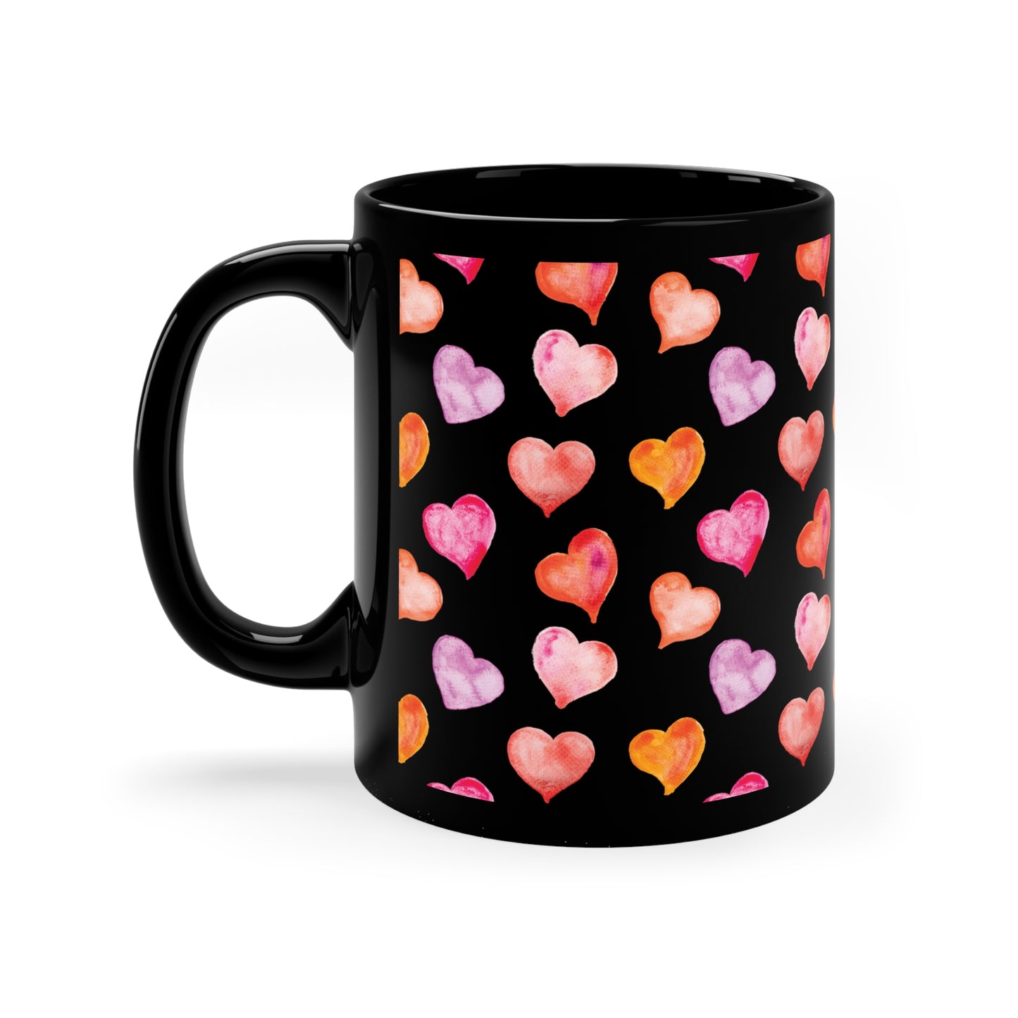 Valentine's Day Hearts 11oz Black Mug