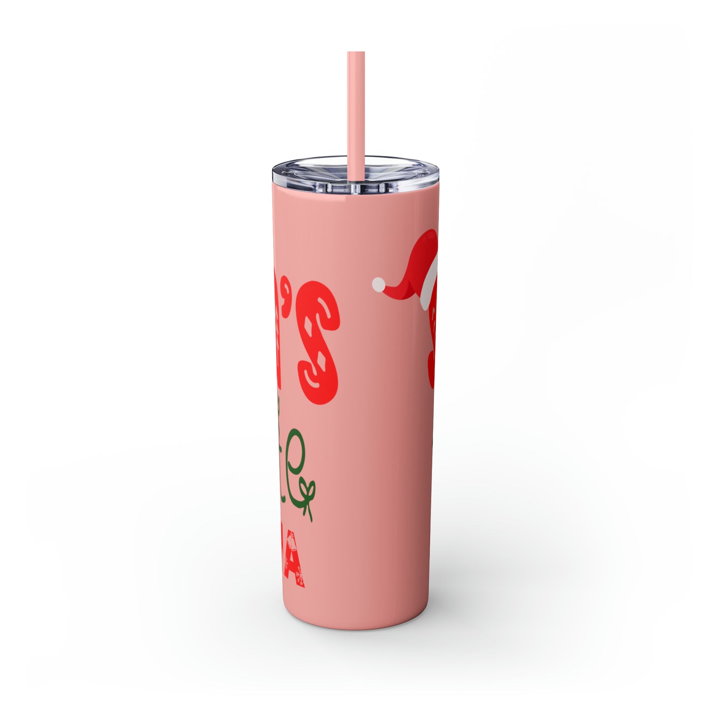 Santa's Favorite Grandma Skinny Tumbler with Straw, 20oz