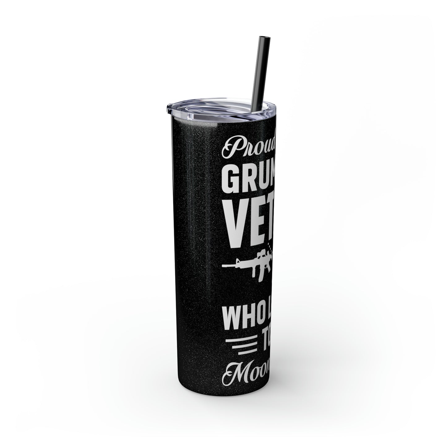 Proud Wife of a Grumpy Old Veteran Skinny Tumbler with Straw, 20oz