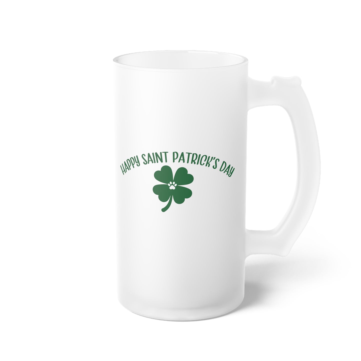 Happy St Patrick's Day Frosted Glass Beer Mug
