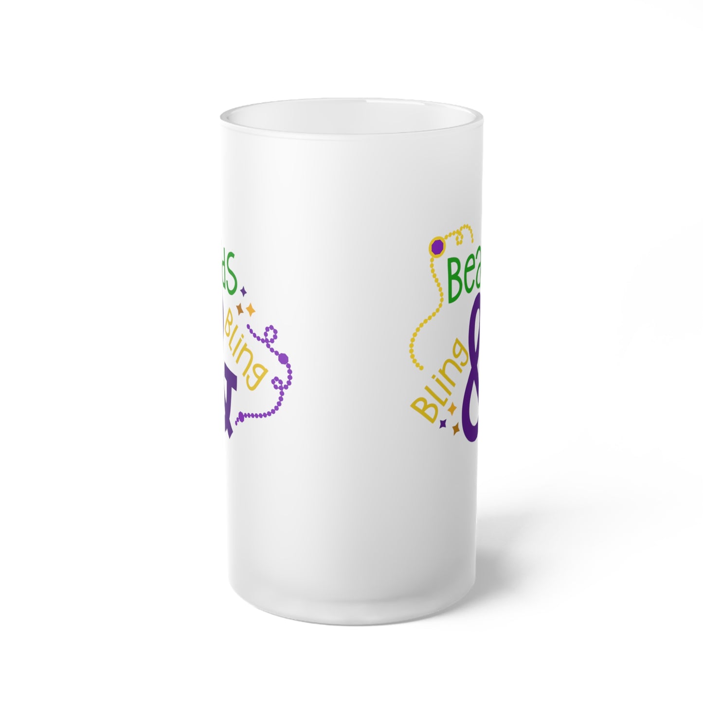 Beads & Bling Bling Frosted Glass Beer Mug