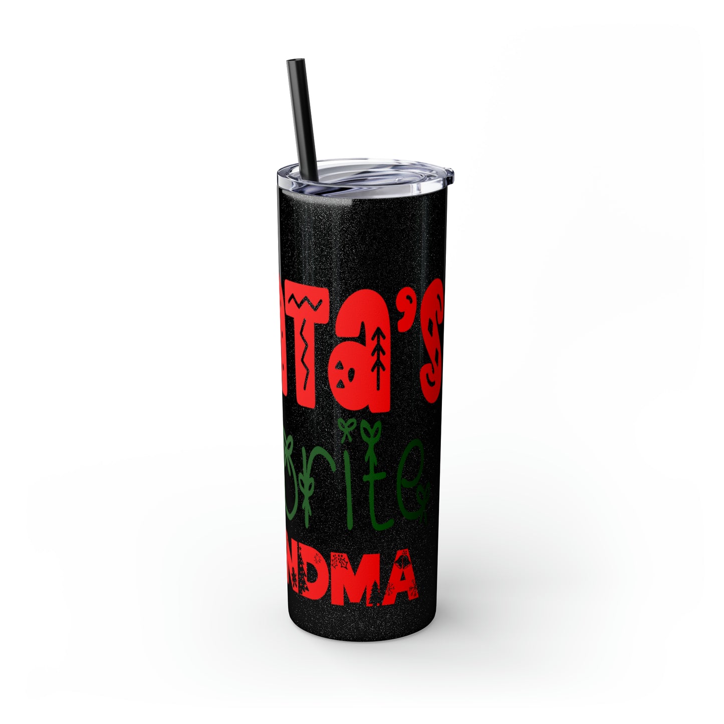 Santa's Favorite Grandma Skinny Tumbler with Straw, 20oz
