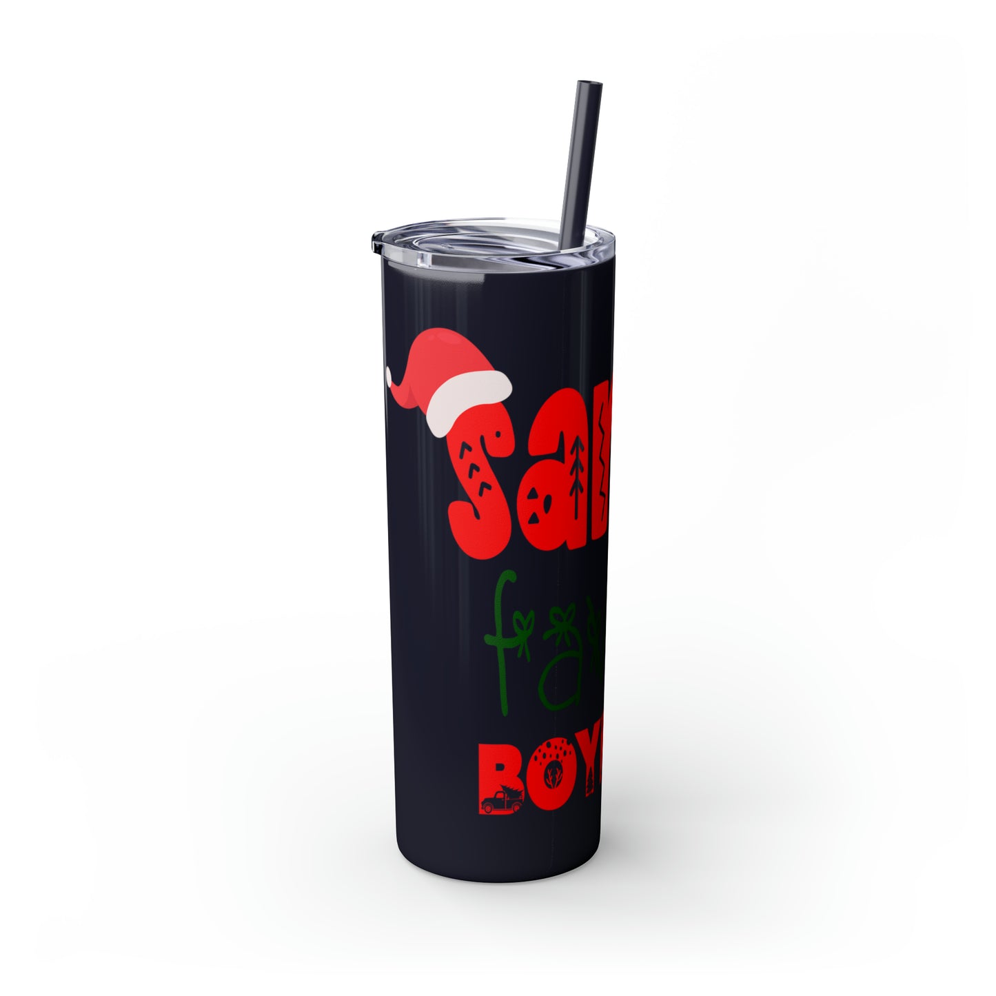 Santa's Favorite Boyfriend Skinny Tumbler with Straw, 20oz