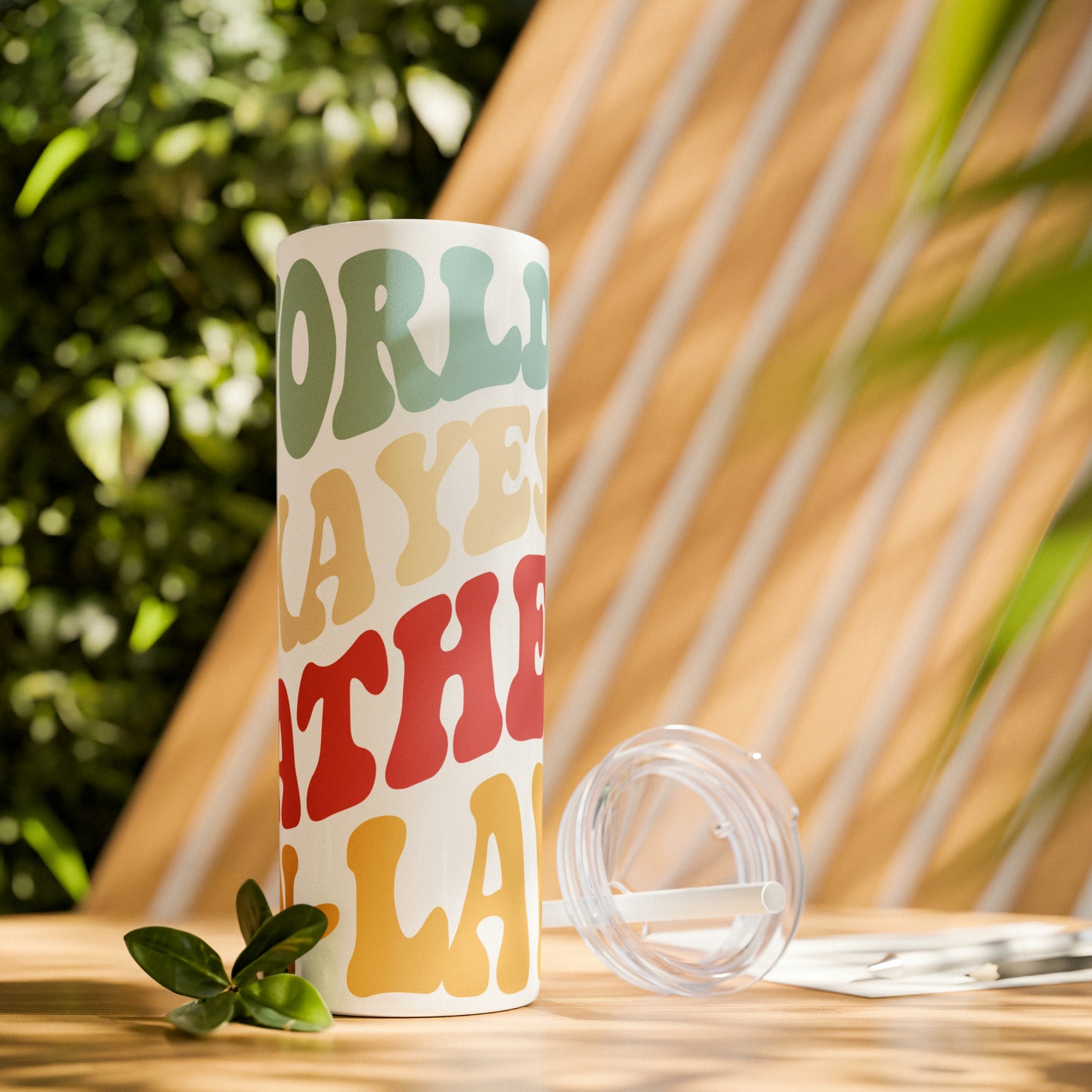World's Greatest Okayest Father-In-Law Skinny Tumbler with Straw, 20oz